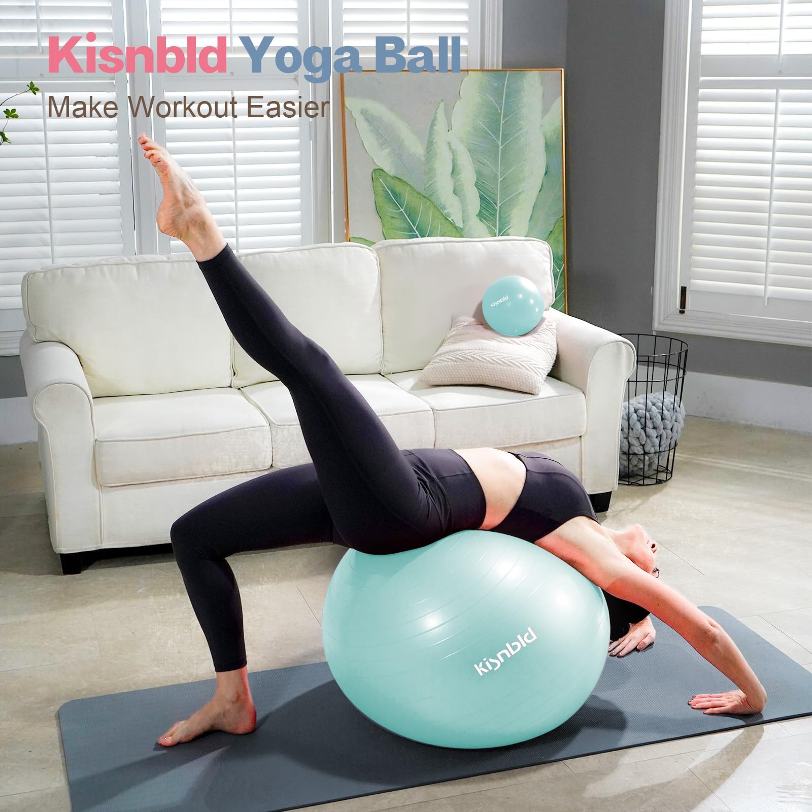 Exercise Ball, Extra Thick Yoga Ball for Workout Pregnancy Stability, 4 Sizes...