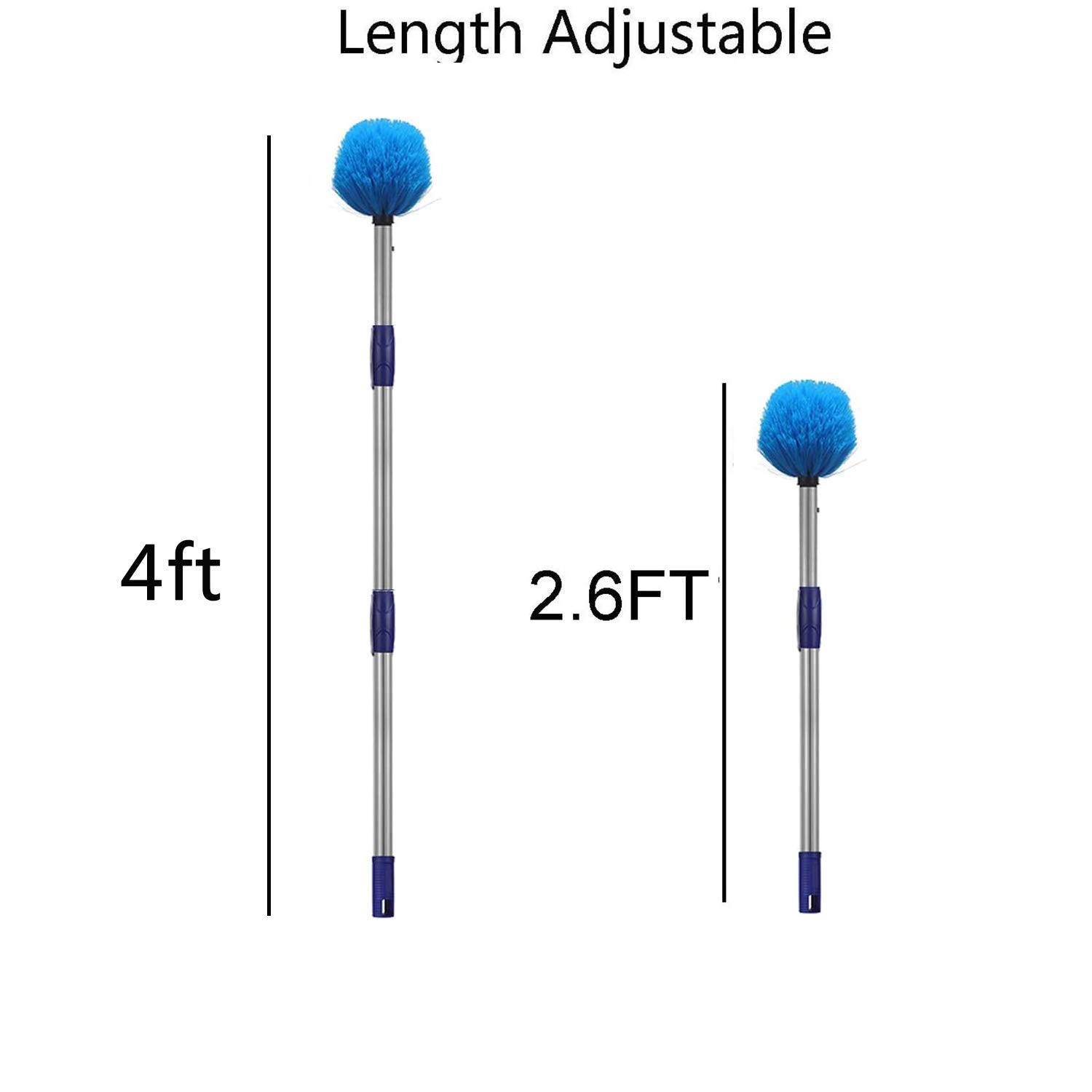 Cobweb Duster with Pole, 4ft Stainless Steel Pole Cobweb Brush with Medium-St...