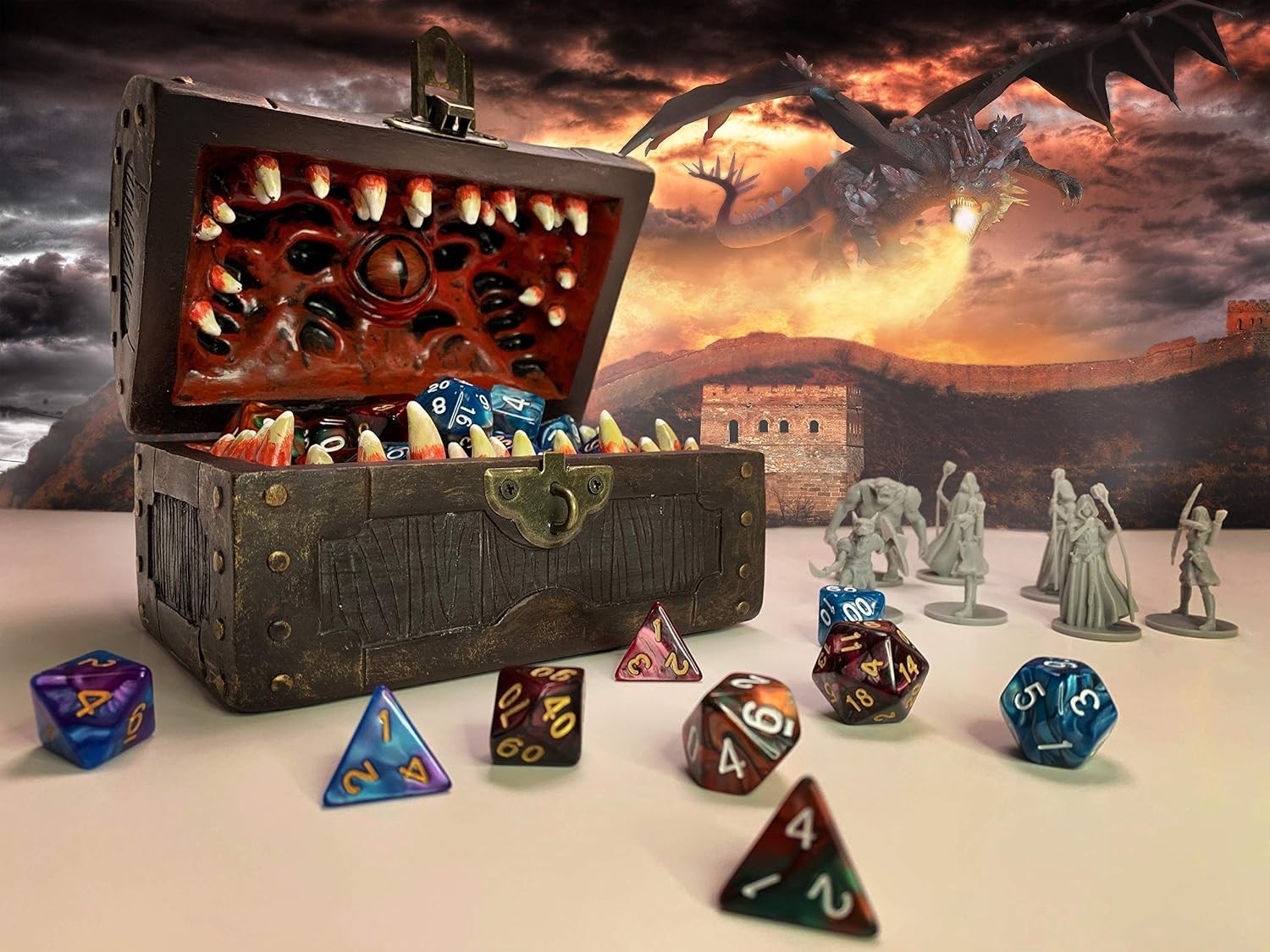 Mimic Dice Chest Storage Box - Holds 4 Polyhedral Sets (Regular)