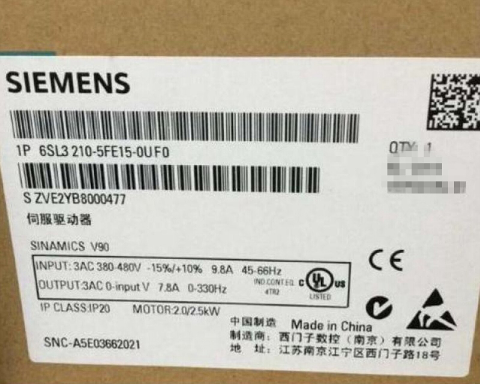 NEW SIEMENS 6SL3210-5FE15-0UF0 Servo Driver