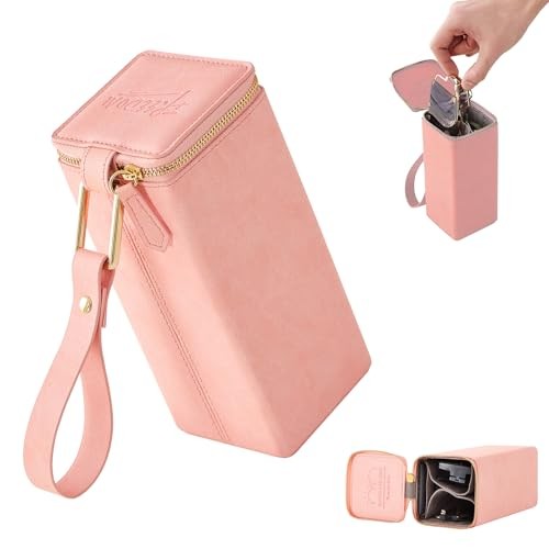 Sunglasses Travel Case Organizer Hangable for Men Women, 2 Slot-b-pearl Pink