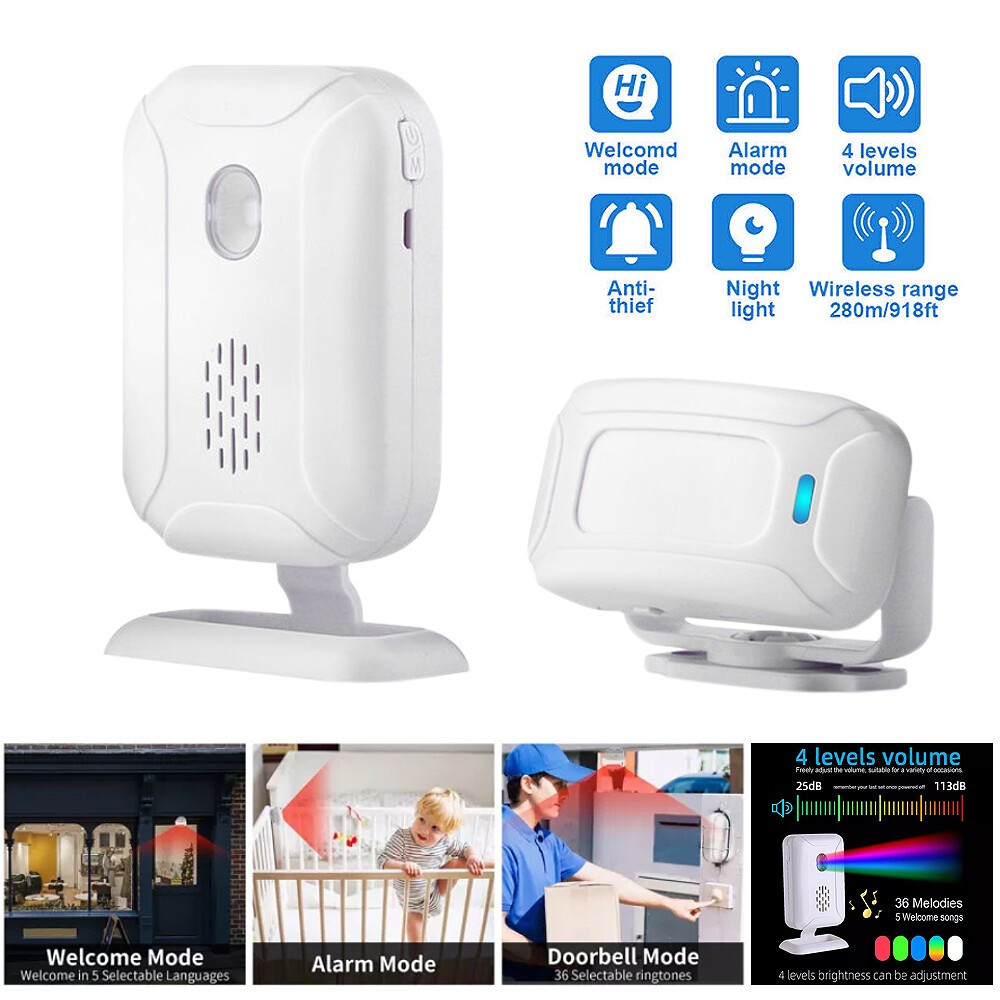 Wireless Motion Sensor Detector Door Gate Entry Chime Bell Doorbell Alarm Alert