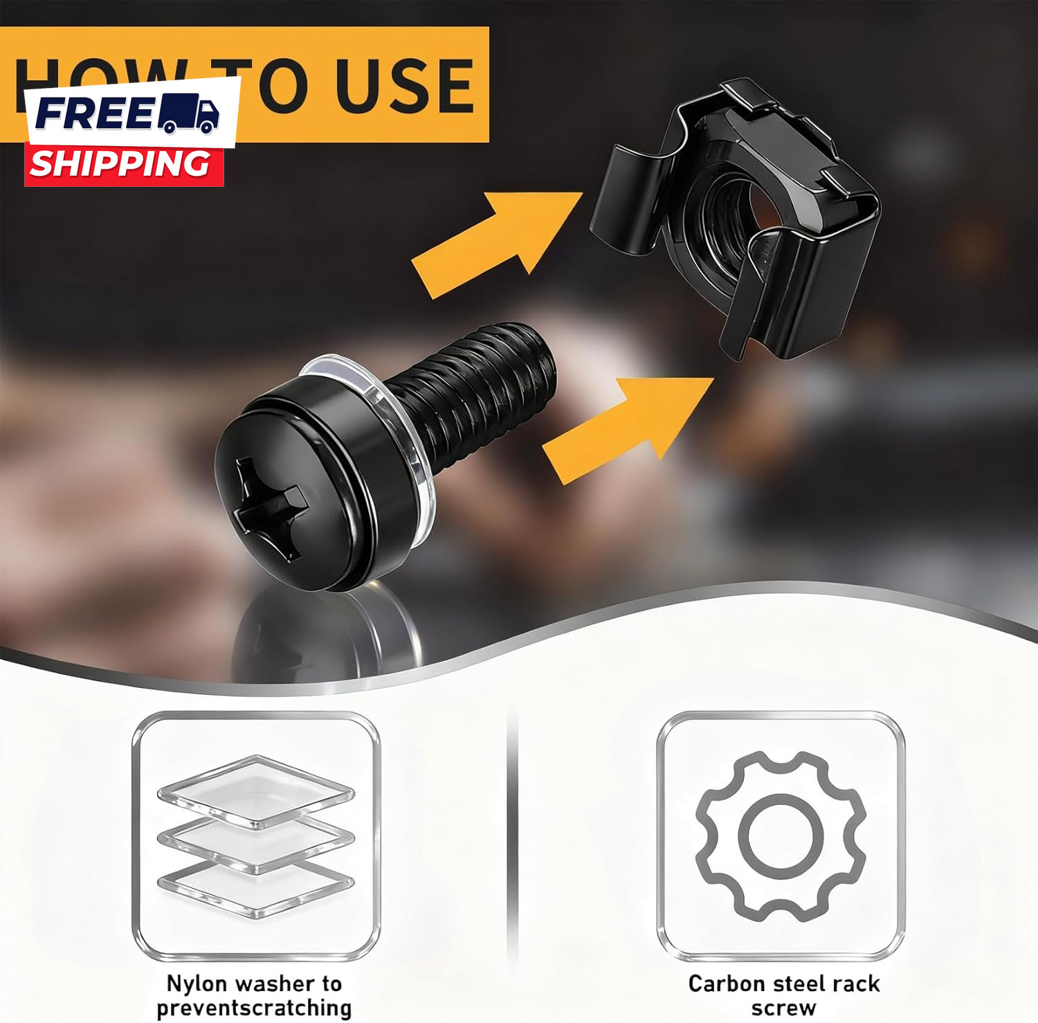 110 Pcs/55 Set Rack Mount Screws and Cage Nuts for Rack Mount Server Cabinet