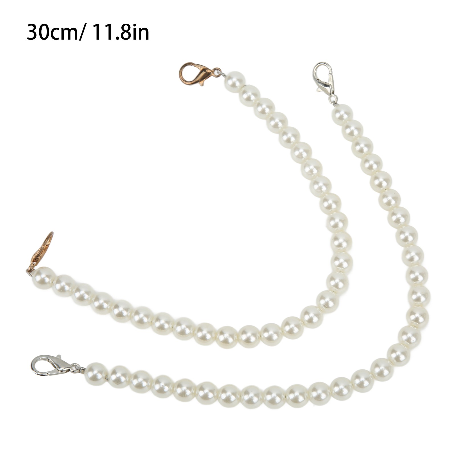 2Pcs Imitation Pearl Chains Purse Handle Strap Handbag Decoration Replacement