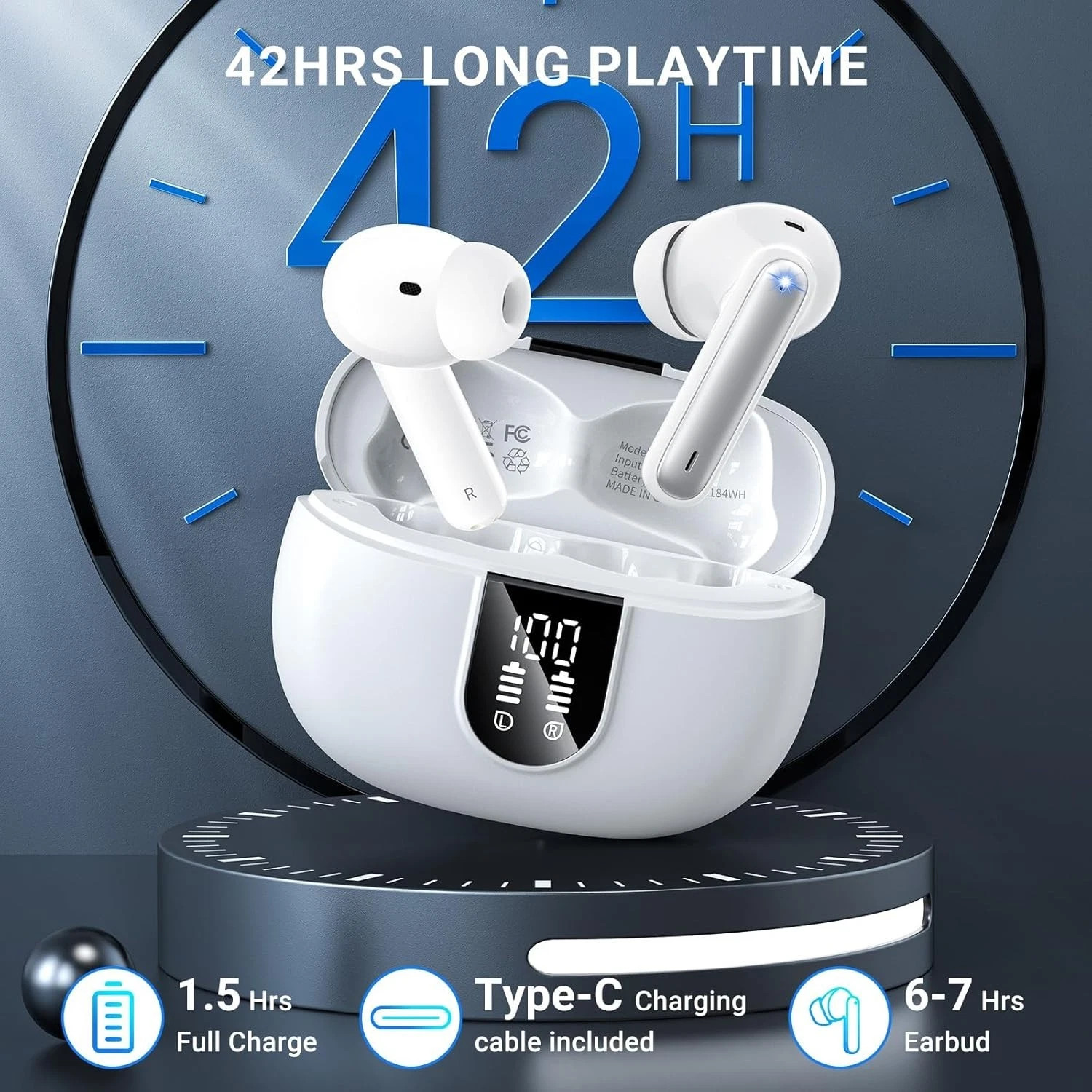 2026 Wireless Bluetooth 5.4 Earbuds Headphones For iPhone Samsung Galaxy Android