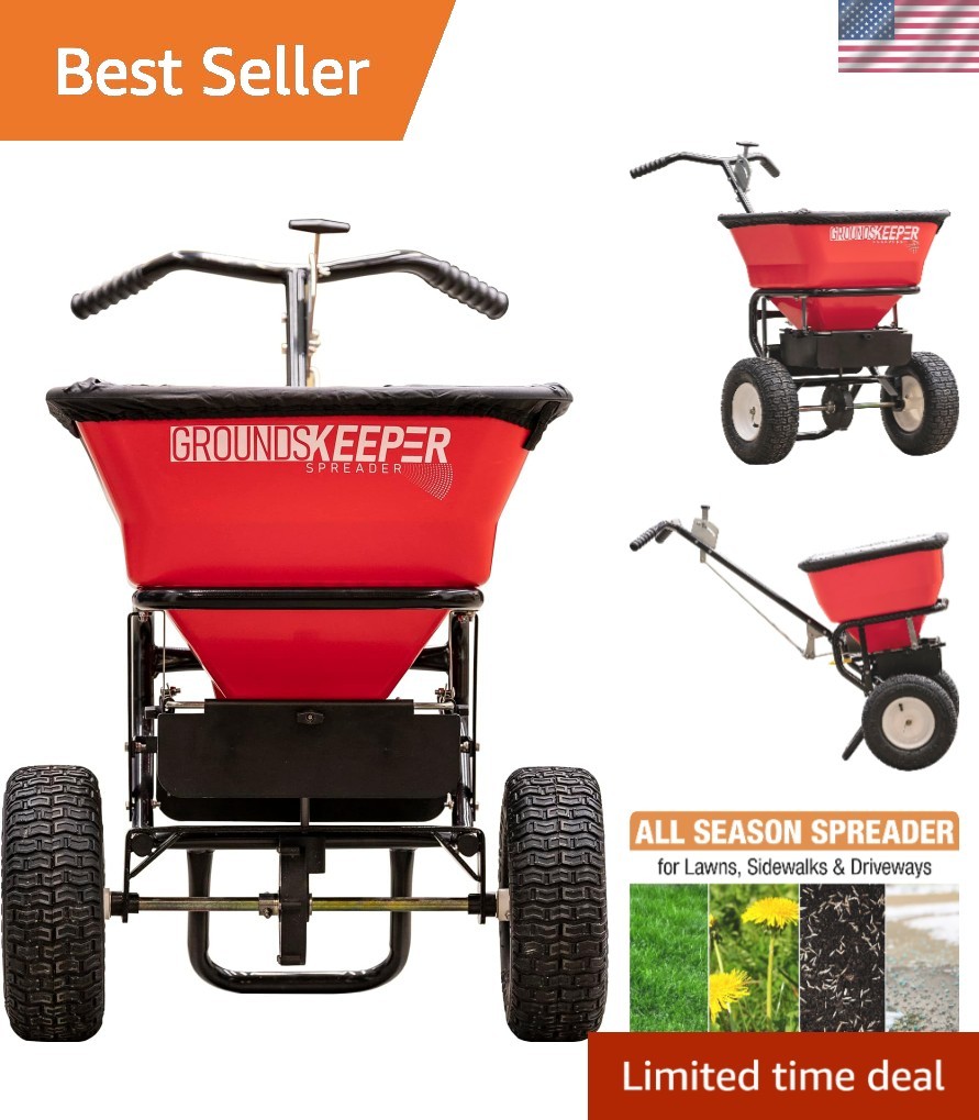 Grounds Keeper All-Season 100lb Walk Behind Spreader for Lawn Care & De-Icing