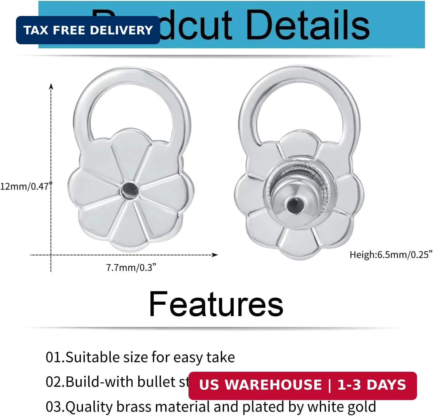 Earring Backs for Droopy Ears, Flower Bullet Locking Earring Lifter Backs Replac