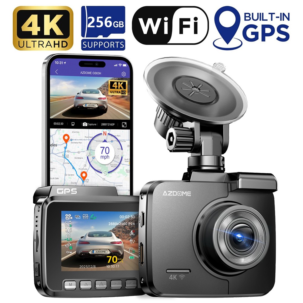 AZDOME 4K Dash Cam WiFi & GPS Parking Mode Night Vision APP Car Camera Recorder