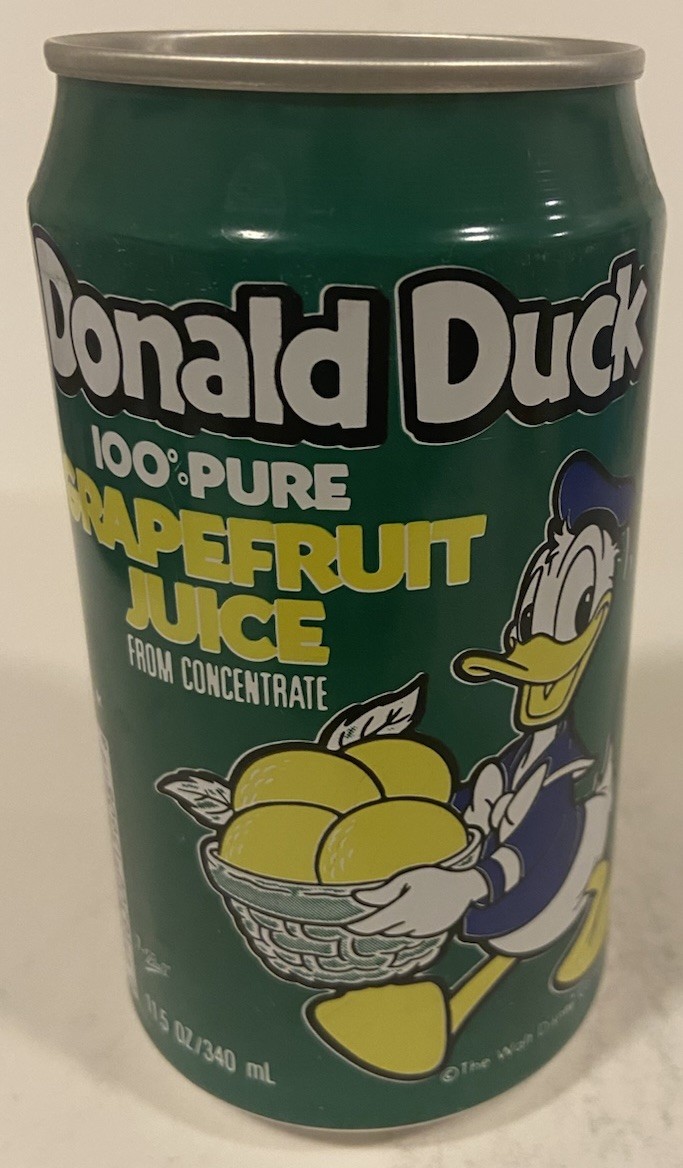 11.5 oz. DONALD DUCK JUICE CAN ( GRAPEFRUIT ) EMPTY TOP OPENED