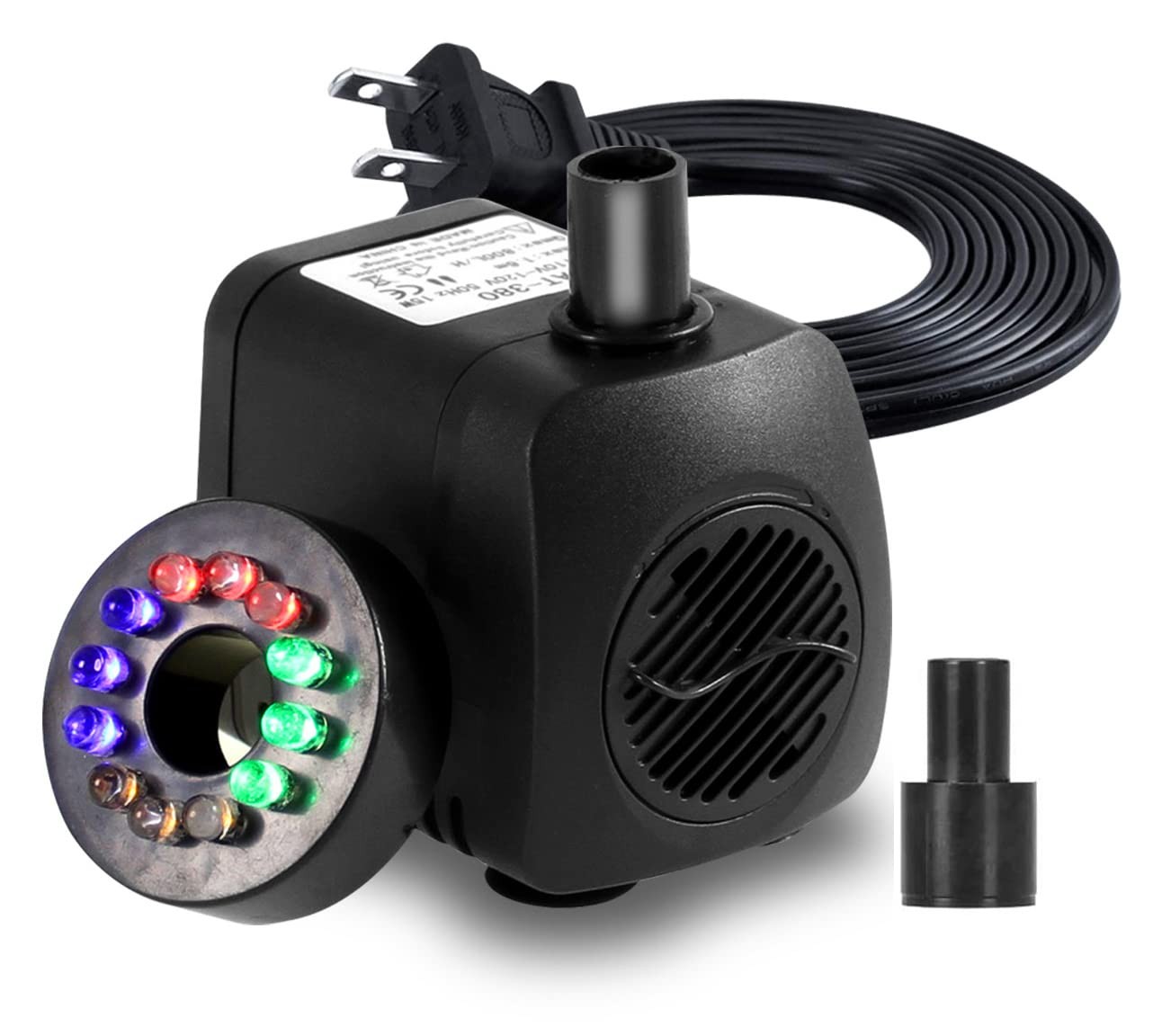 211 GPH Fountain Pump Submersible with LED Light Adjustable Water Flow for Ga...