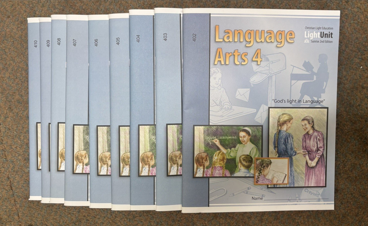 LightUnit Language Arts 4 Workbook Study Guides Set Books 402-410 2nd Ed