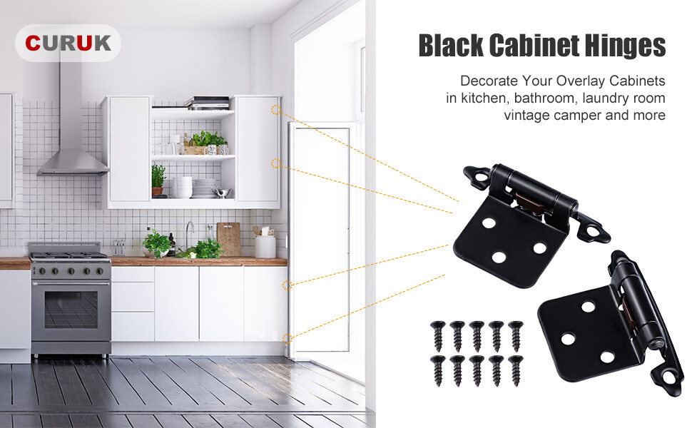 20pcs Kitchen Cabinet Hinges Overlay Self Closing Face Mount Cupboard Door Hinge