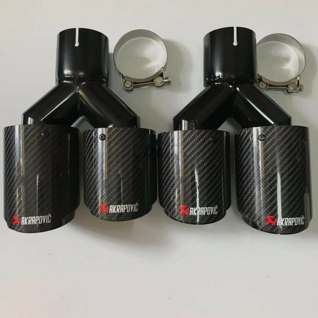 2PCS ID:2.5" (63mm) OD:3.5" (89mm) Akrapovic Carbon Fiber Exhaust Tip Dual Pipe