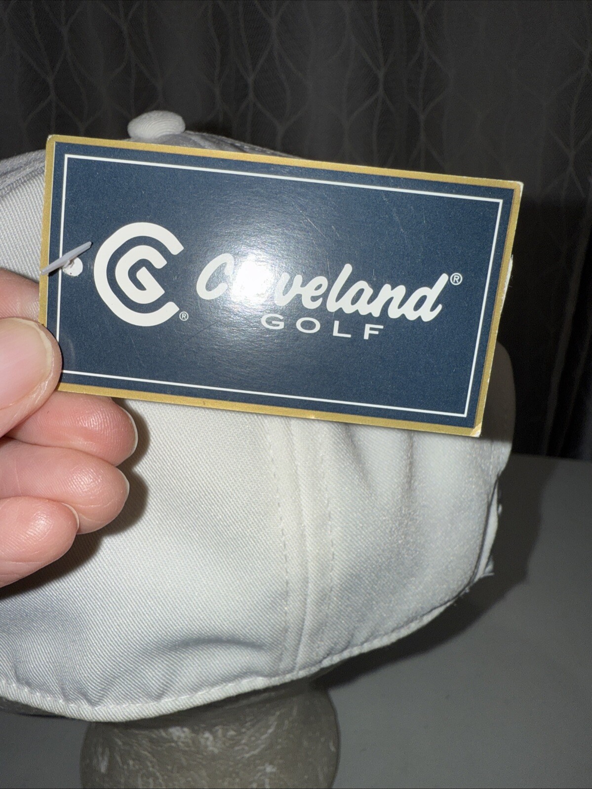 Cleveland Golf Red CG on White Hat Cap Hook Loop Polyester w Tag EUC