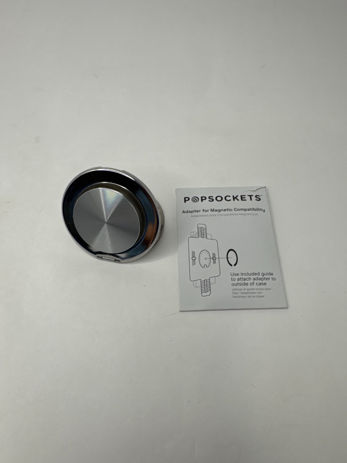 PopSockets MagSafe Round Kick-Out PopGrip  Phone Grip & Stand Ring Alum Silver V
