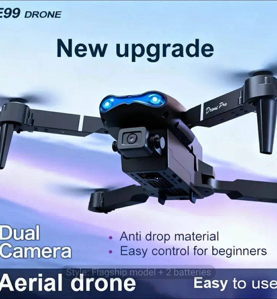 3 x E99 Pro 2026 Drone Dual Camera 2 USB Rechargeable Batteries Wi-Fi Enabled