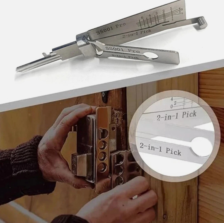 SS001 PRO 2-in-1 Stainless Steel master Key Decoder Portable Lock Tool Kit 1 Pc