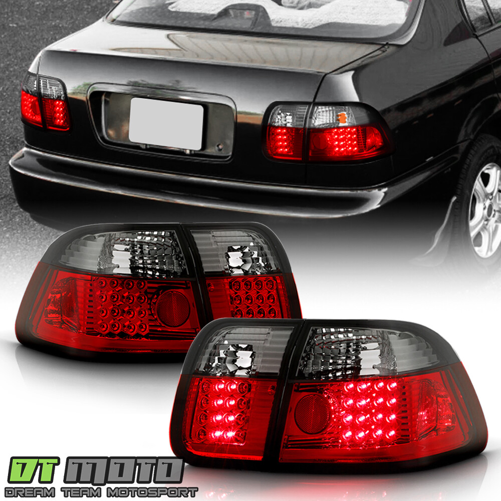 For 1996-1998 Honda Civic Sedan Lumileds LED Red Smoked Tail Lights brake Lamps