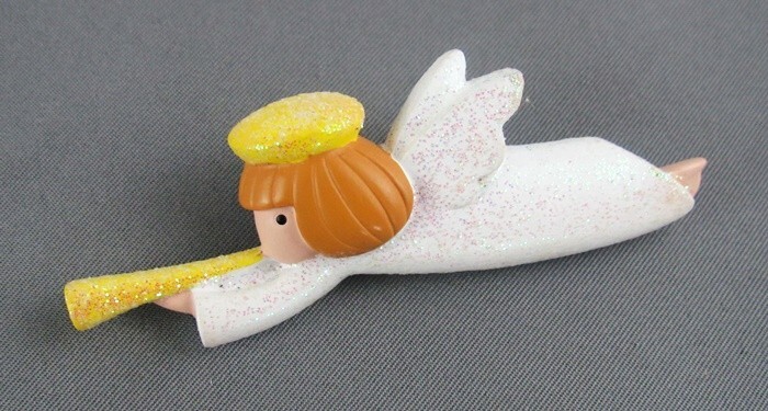 Vintage Hallmark Glittery Sparkly Angel Blowing Trumpet Horn Brooch Pin