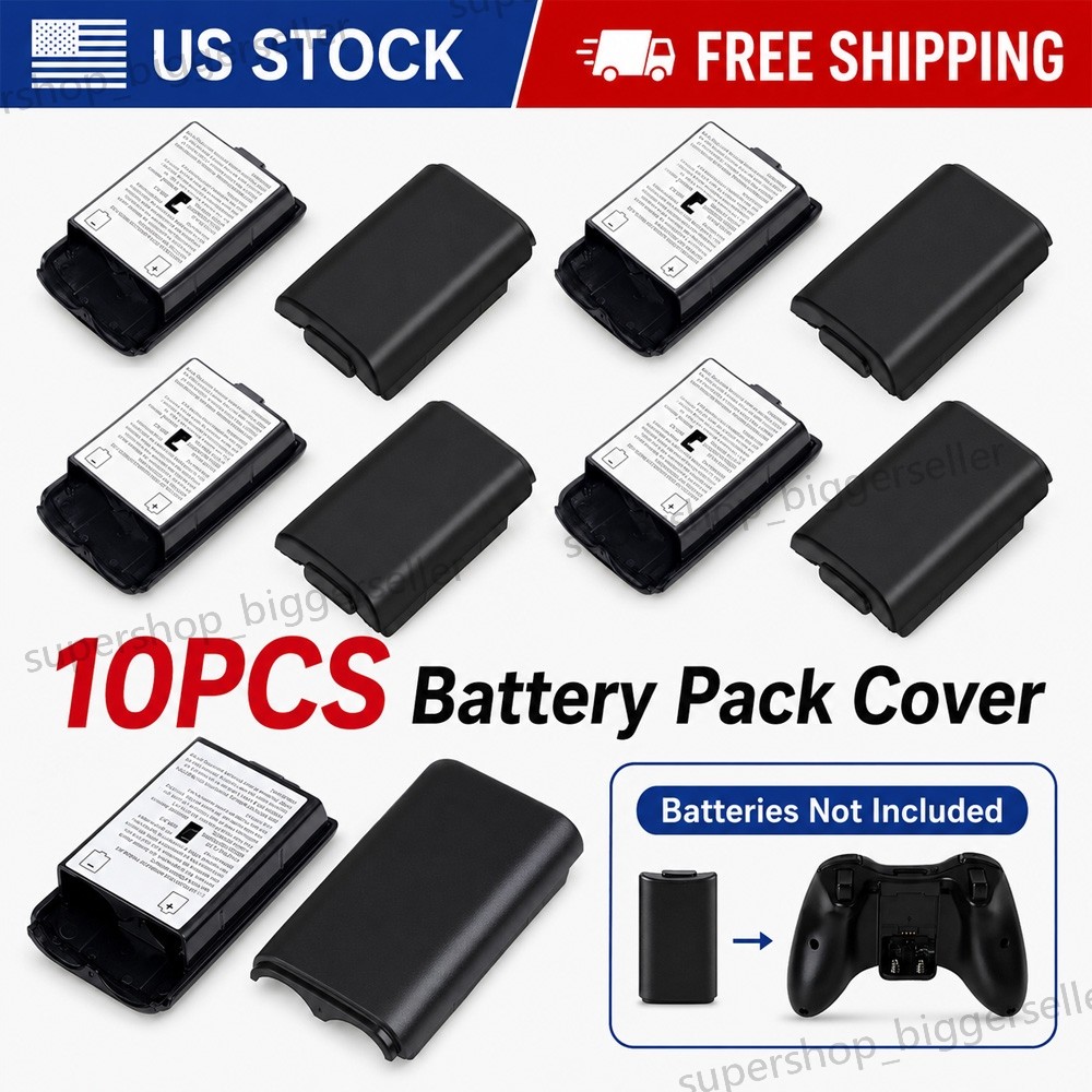 10X AA Battery Back Cover Case Shell Pack For Xbox 360 Wireless Controller Black