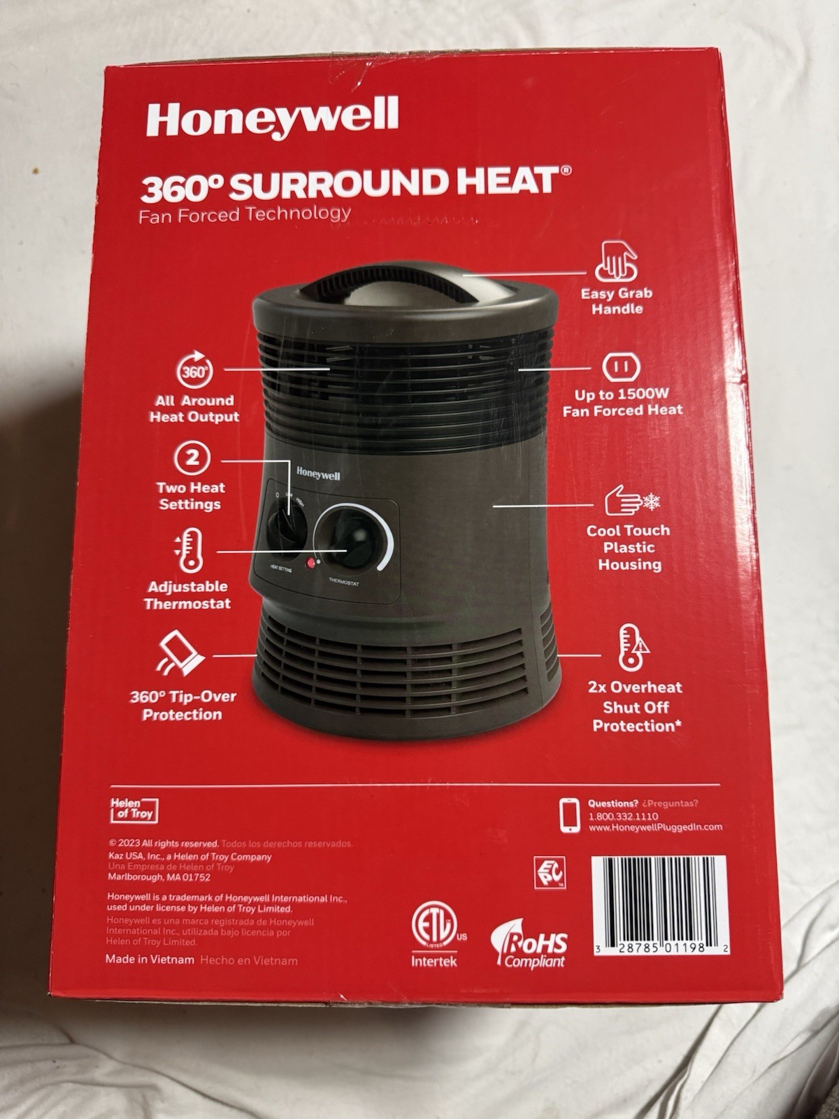 Honeywell Heater 360 Surround Heat w/Adjustable Thermostat - Black HHF360V2 NEW