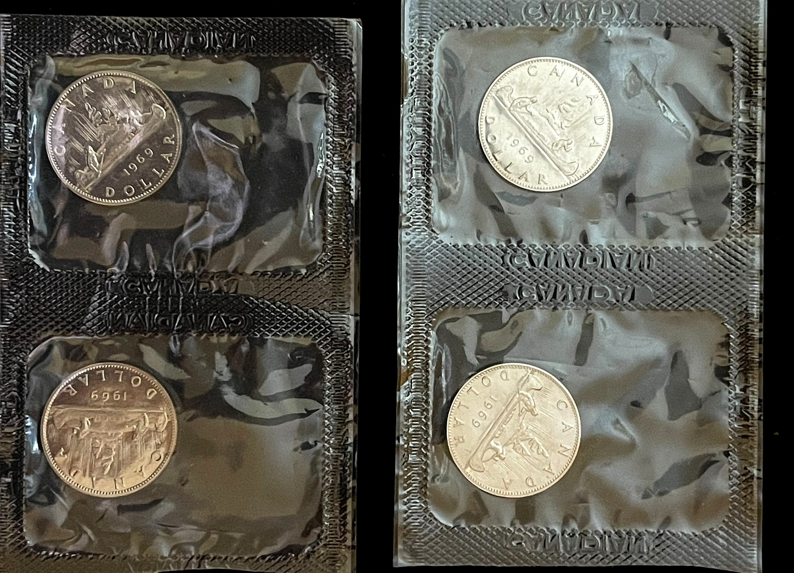 (4) SEALED 1969 Canadian Dollar Proof-Like Uncirculated Directly from Set