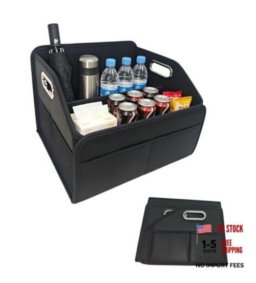 Car Trunk Organizers Small PU Leather，Car Basket for Organizers and