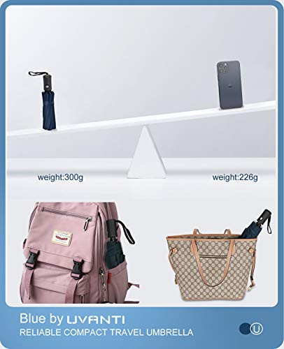 Compact Travel Umbrella Windproof Automatic Folding Umbrellas Blue