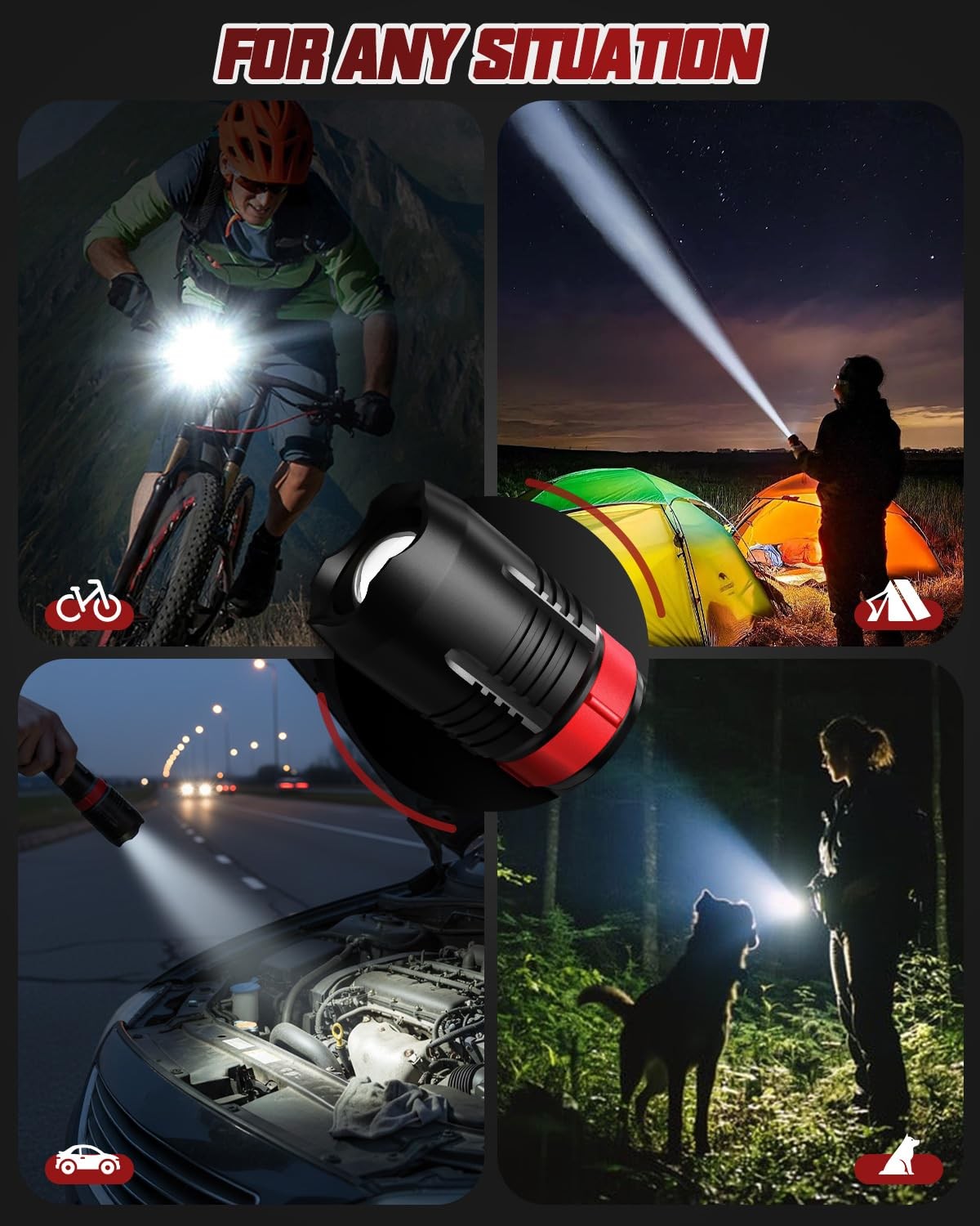 Rechargeabe Flashlight 2 Pack, High Lumens 5 Modes LED Small Tactical Flashli...