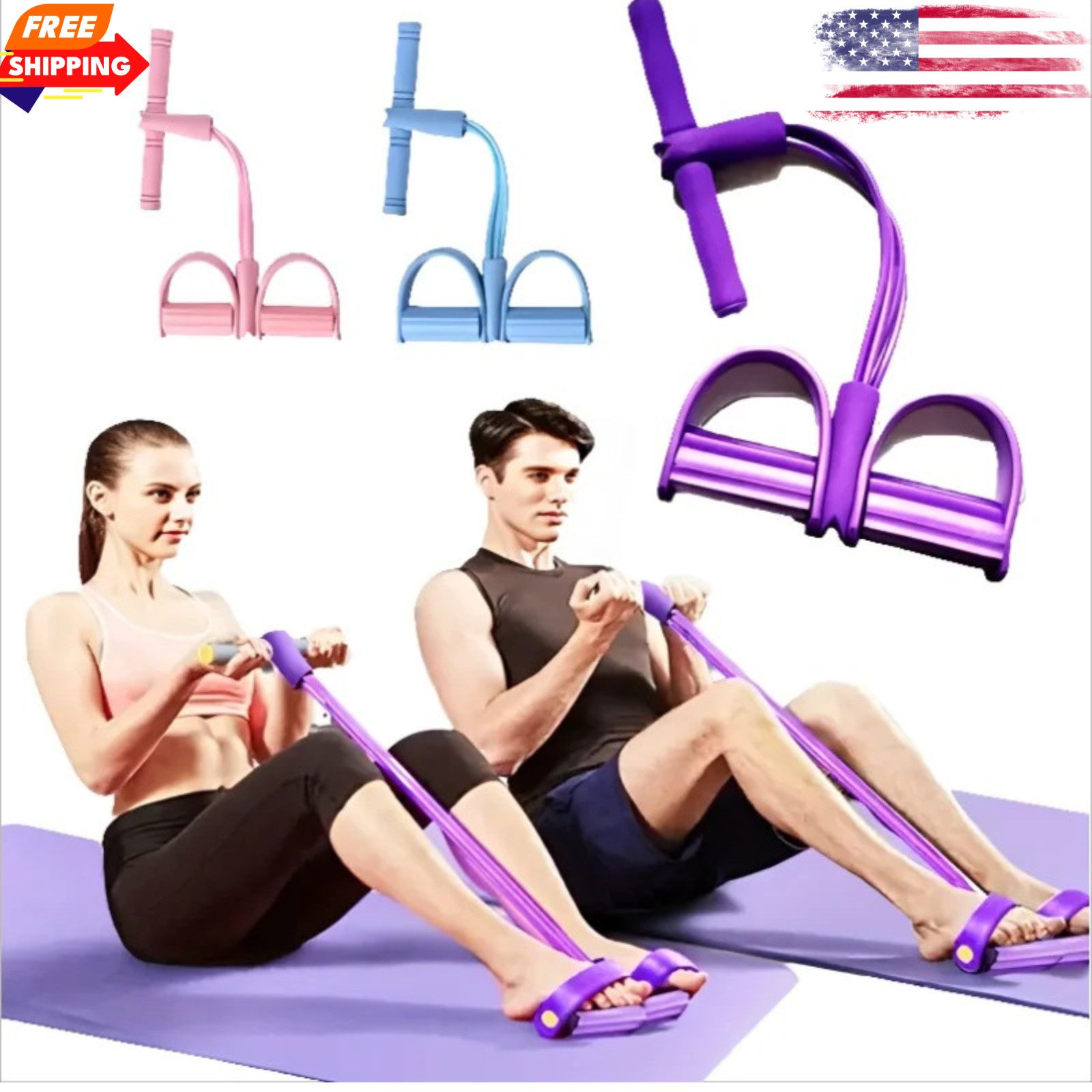 4 Tube Pedal Resistance Band Tension Rope – Yoga Fitness Ab Exercise Trainer
