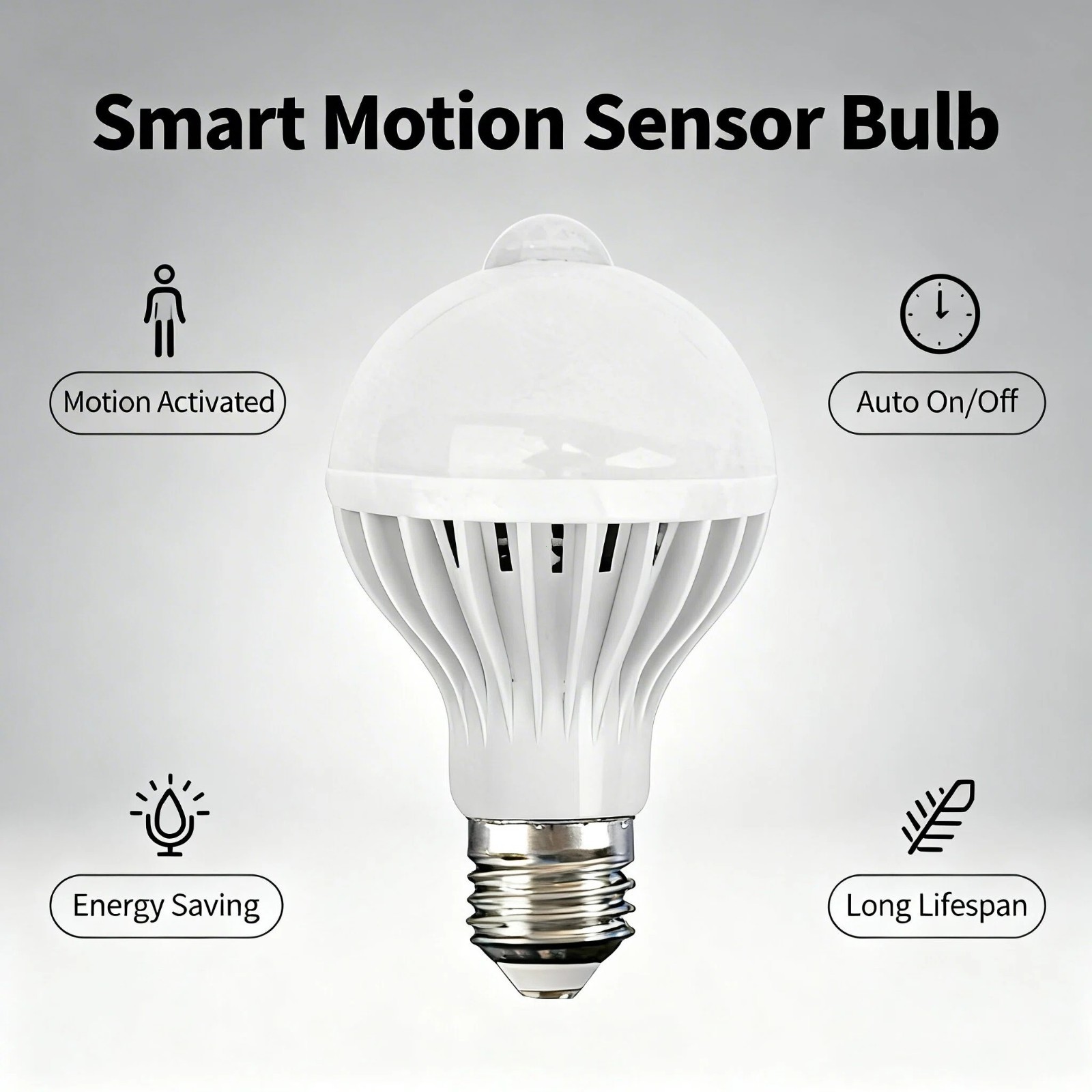 4-Pack to Dawn E26 PIR Motion Sensor Lamp 9W LED Bulb Light Infrared Motion