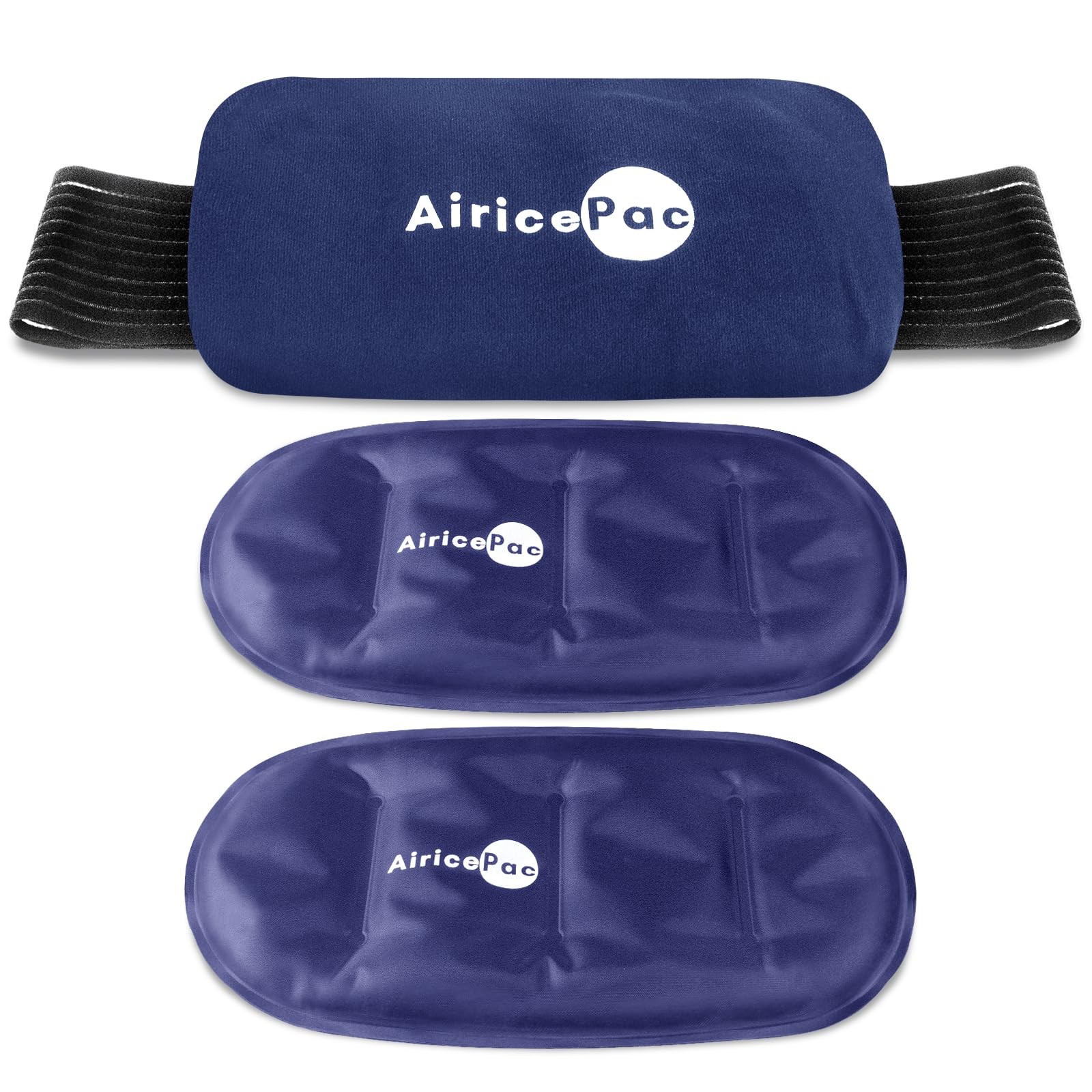 AiricePac Ice Packs for Injuries Reusable (3-Piece Set) Hot Cold Gel Wraps
