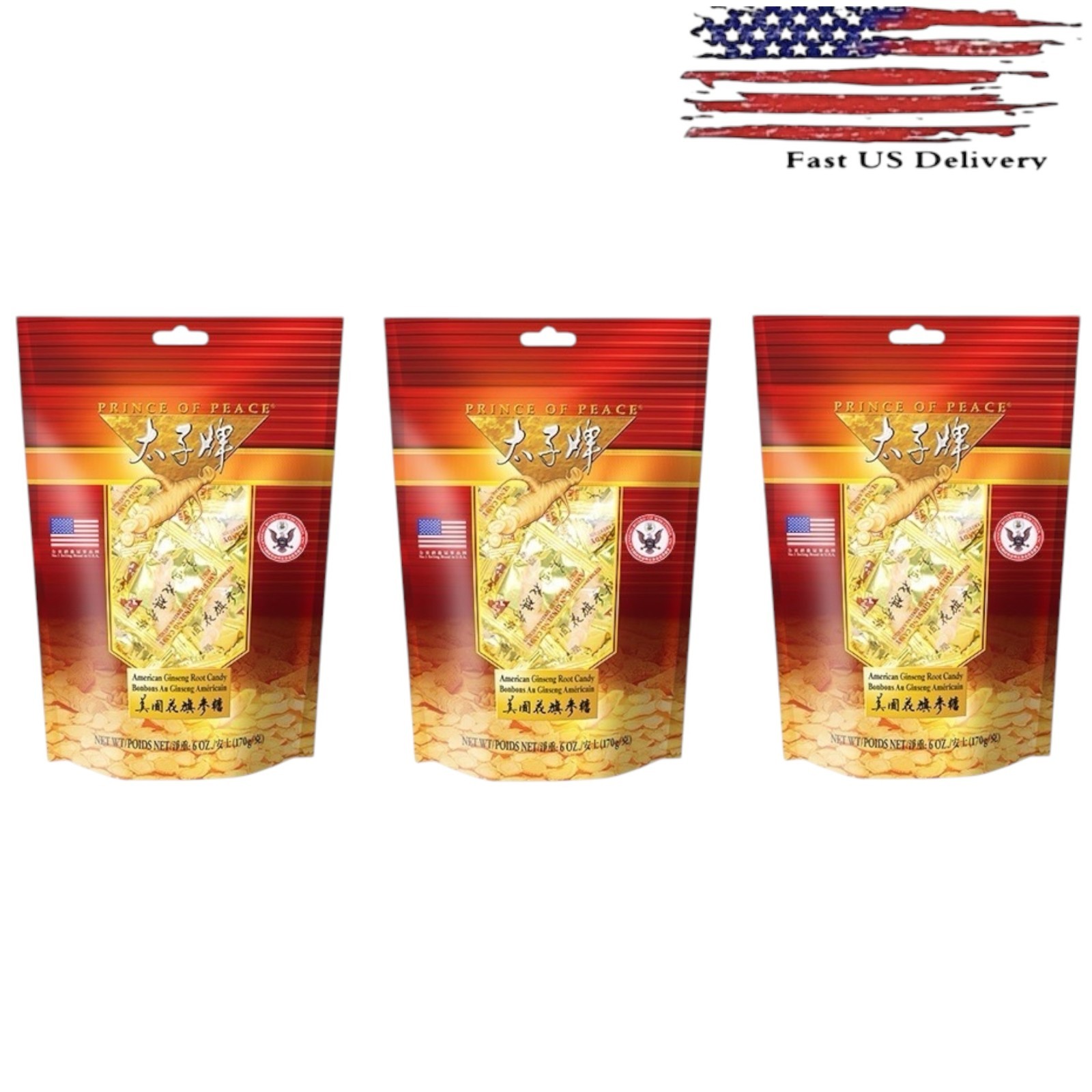 Prince of Peace-3 Pack American Ginseng Root Candy 6oz-Party Candy-Health Candy