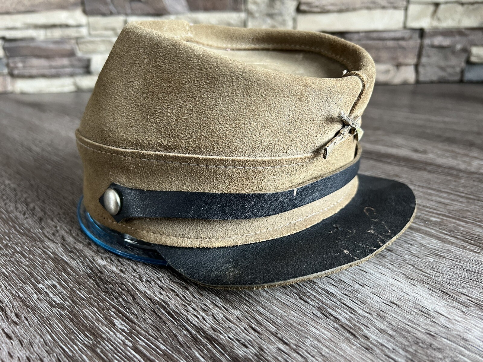 Vintage Historic Leather & Swede Confederate American Civil War Hat Cap -History