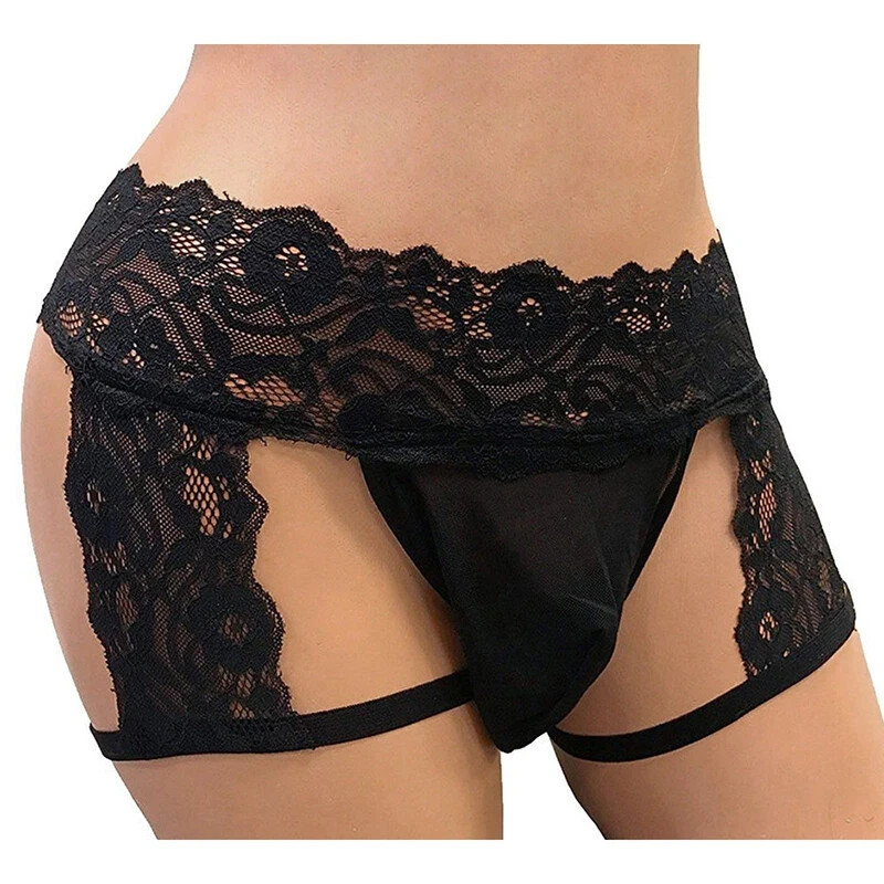 Mens Sexy Sissy Pouch Panties Lace G-String Maid Underwear Briefs Lingerie Thong
