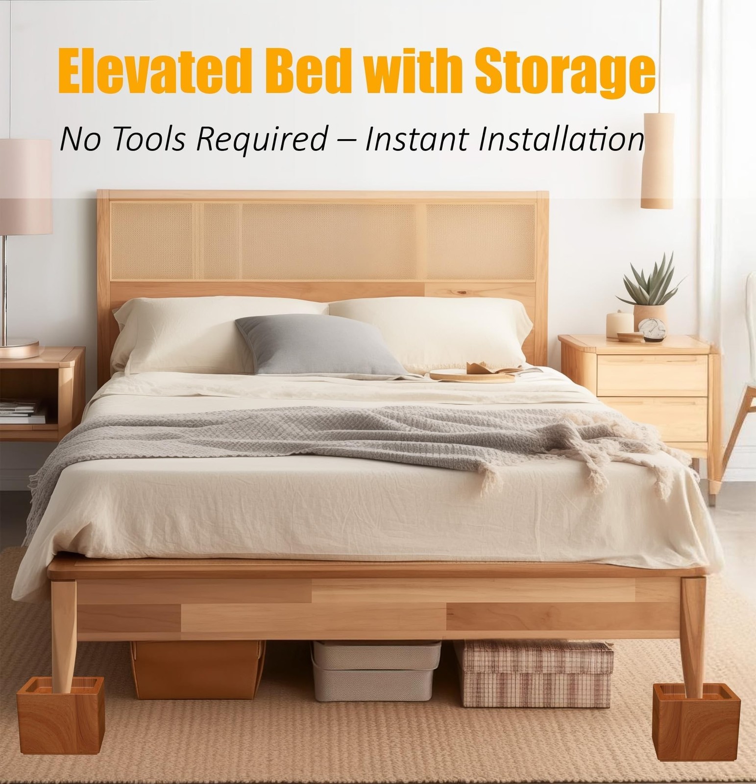 Premium Solid Pine Wood Bed Furniture Risers – 3-Inch Heavy-Duty Elevation