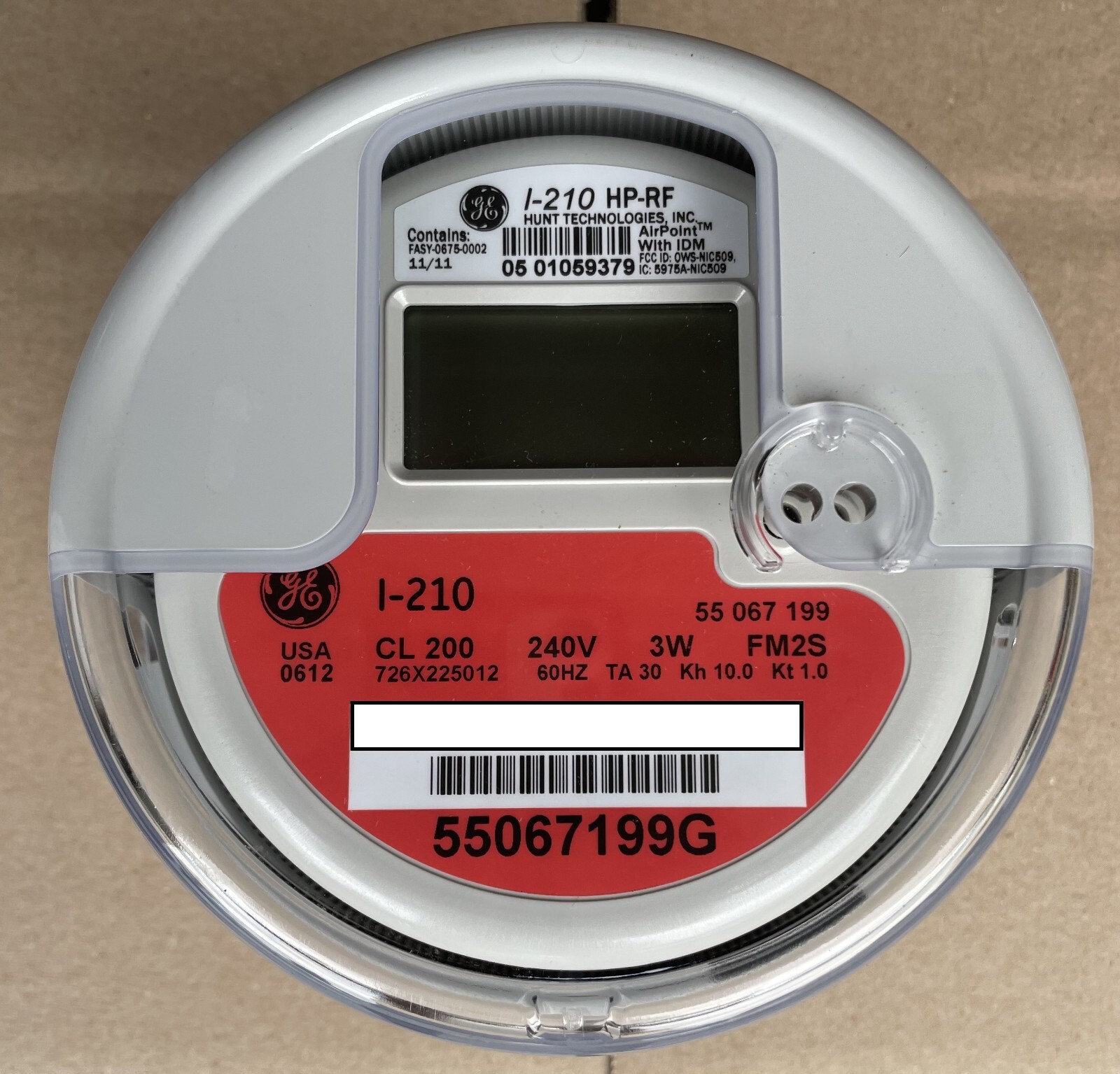 GENERAL ELECTRIC (GE) WATTHOUR METER (KWH), I-210, 240V, 200A, FM2S, ZERO RESET