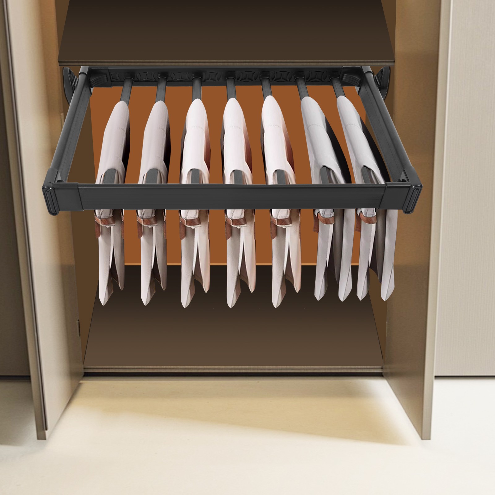 Pull Out Trouser Rack Closet Pants Hanger Slide Out Pants Storage Holder 60-85cm
