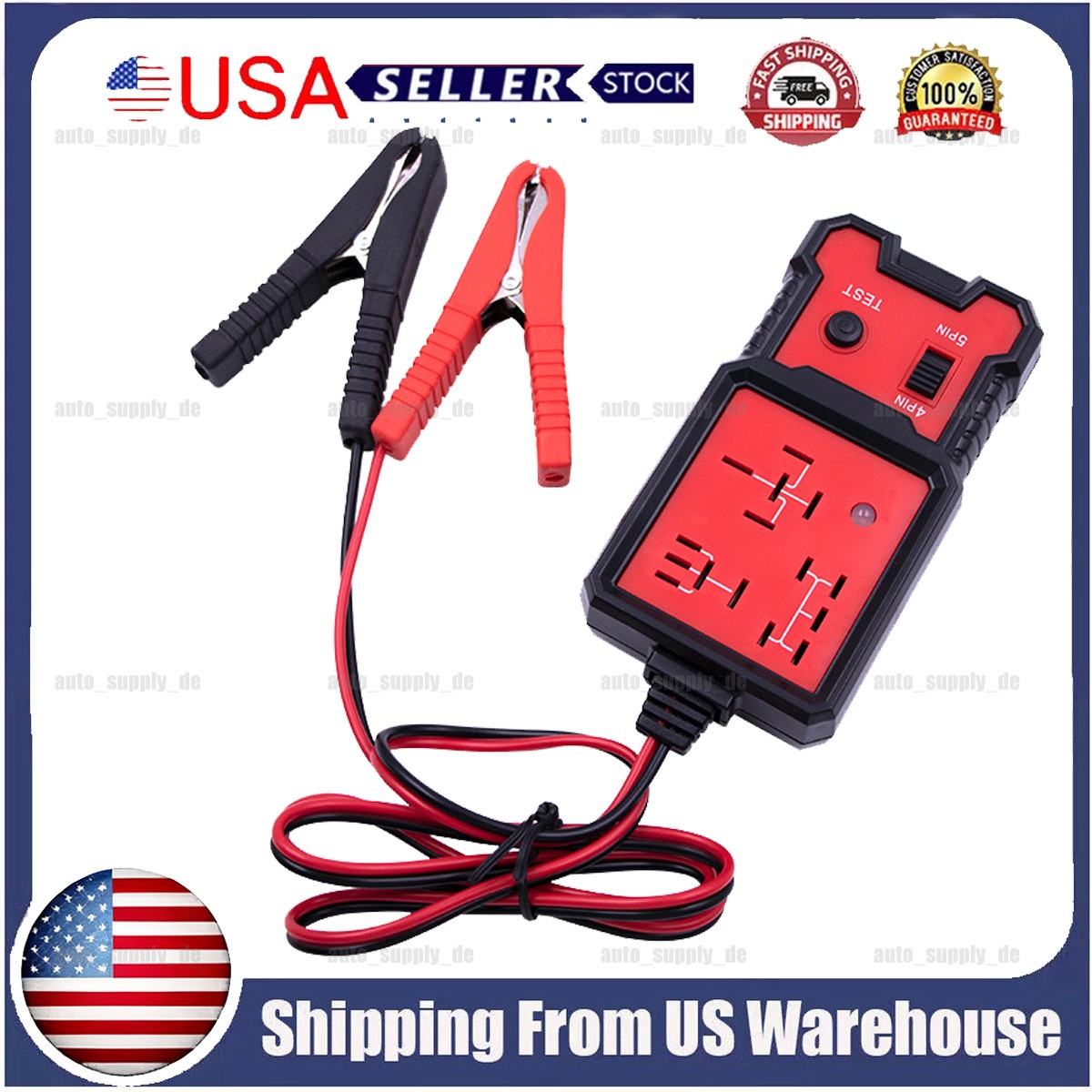 4 & 5 Pin Relay Tester 12V for Car-Professional Auto Automotive w/ Battery Clips