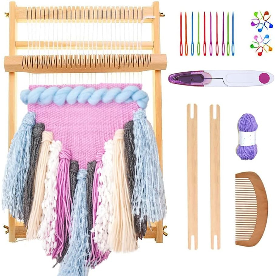 Knewmart Wooden Multi-Craft Weaving Loom Large Frame to Handcraft for Kids and B