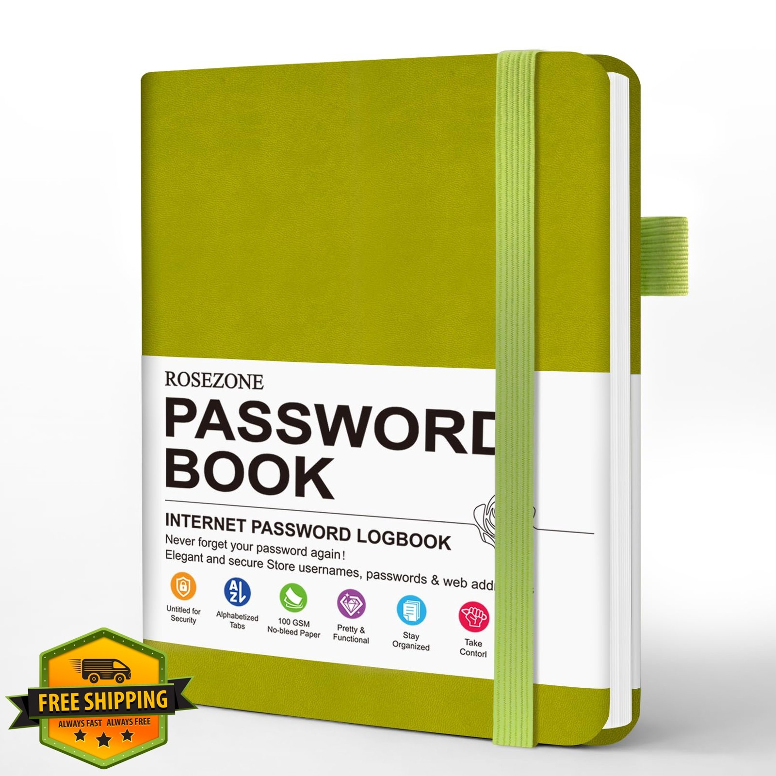 RoseZone Password Book Grass Green No Pocket