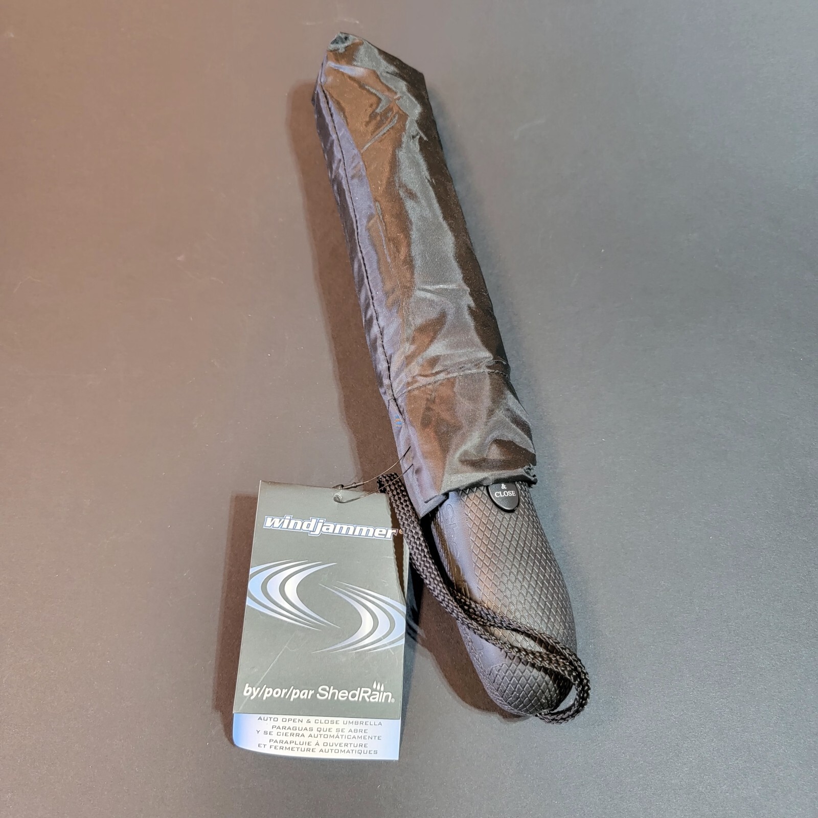 ShedRain NBC logo Auto Umbrella, Black Automatic Open & Close 2282A Windjammer
