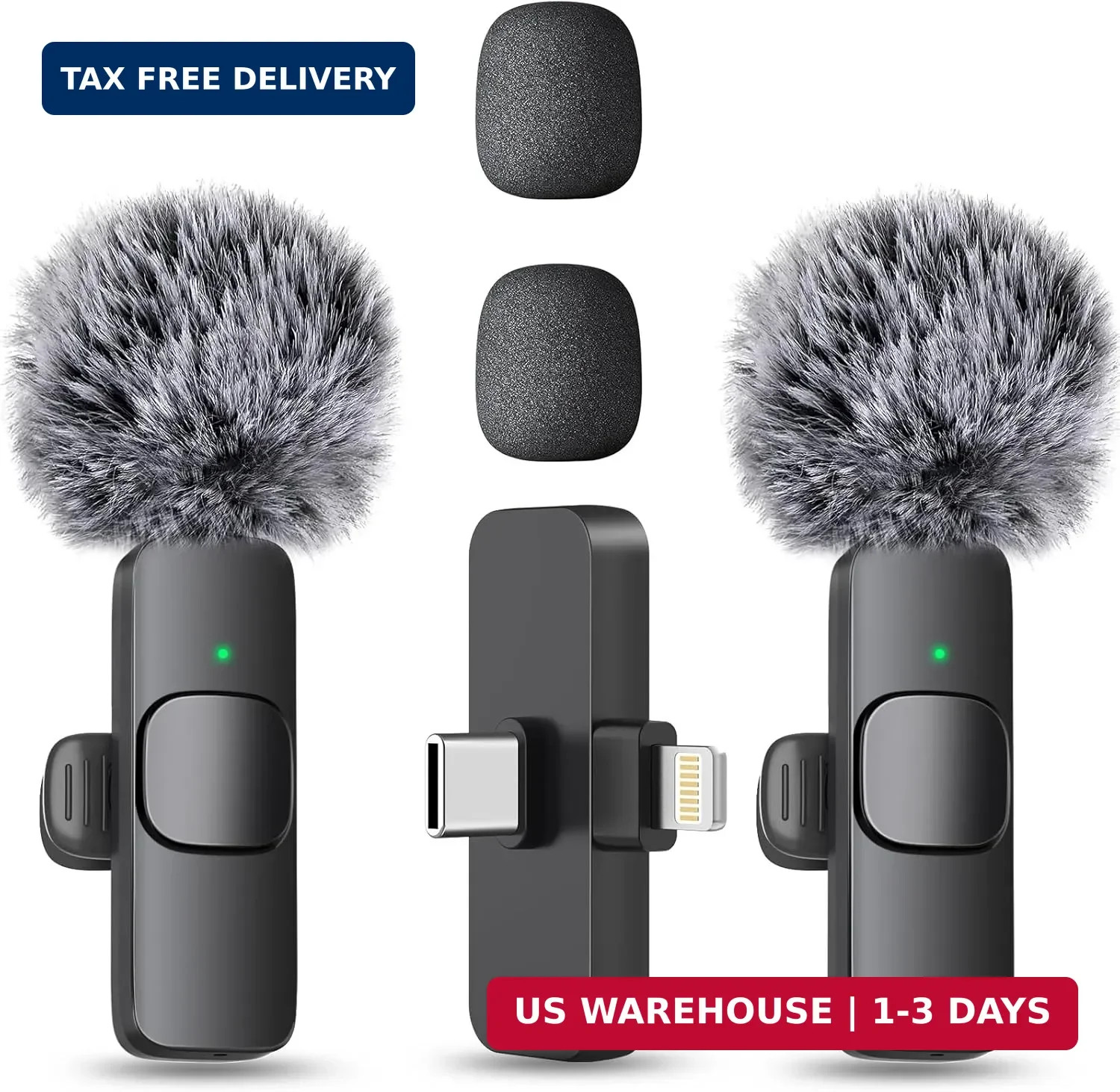 MAYBESTA Wireless Mini Microphone for iPhone, Android Phone - 2 Pack Lavalier La