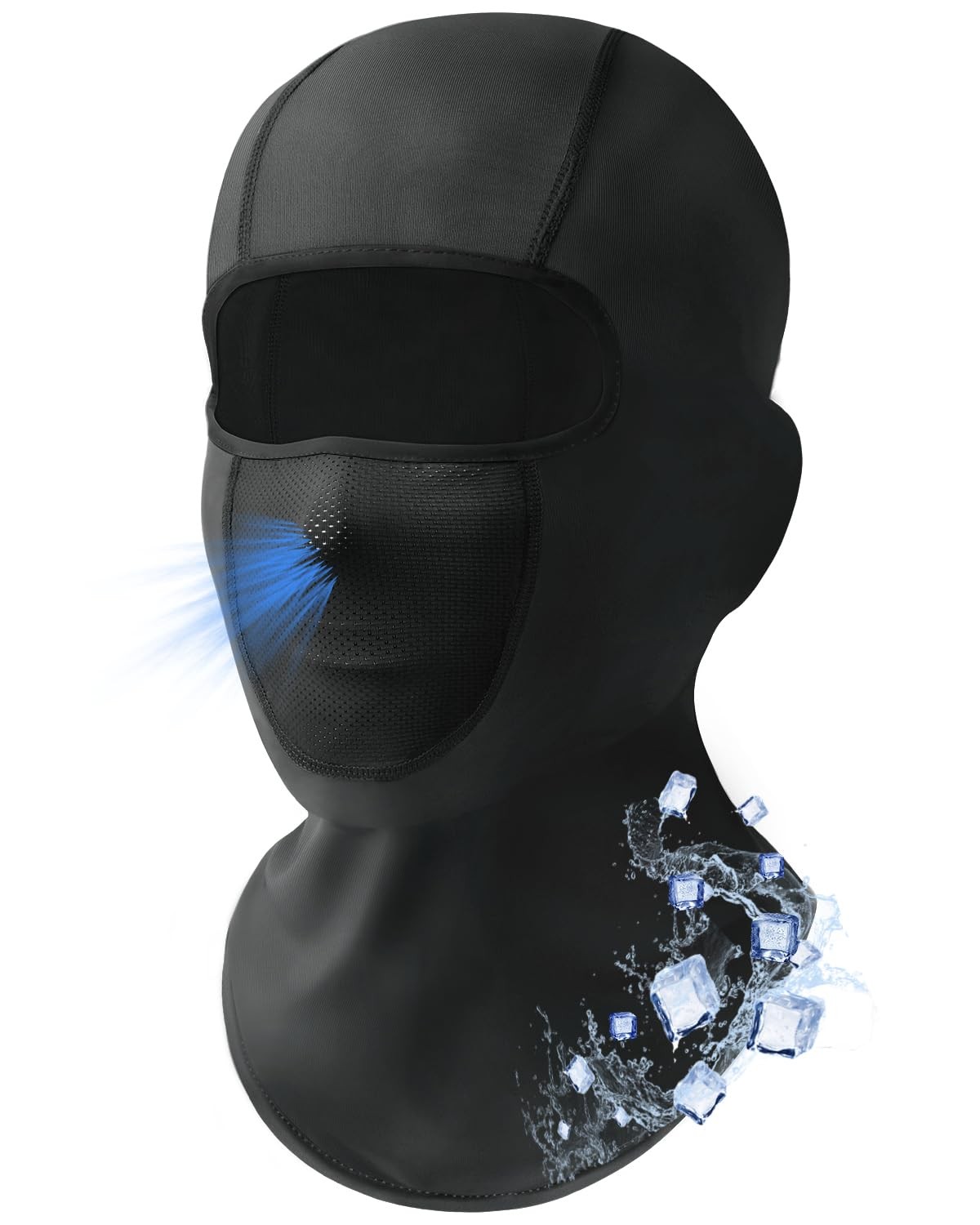 Cooling Breathable Balaclava Face Mask for Men Women Sun UV One Size, Black