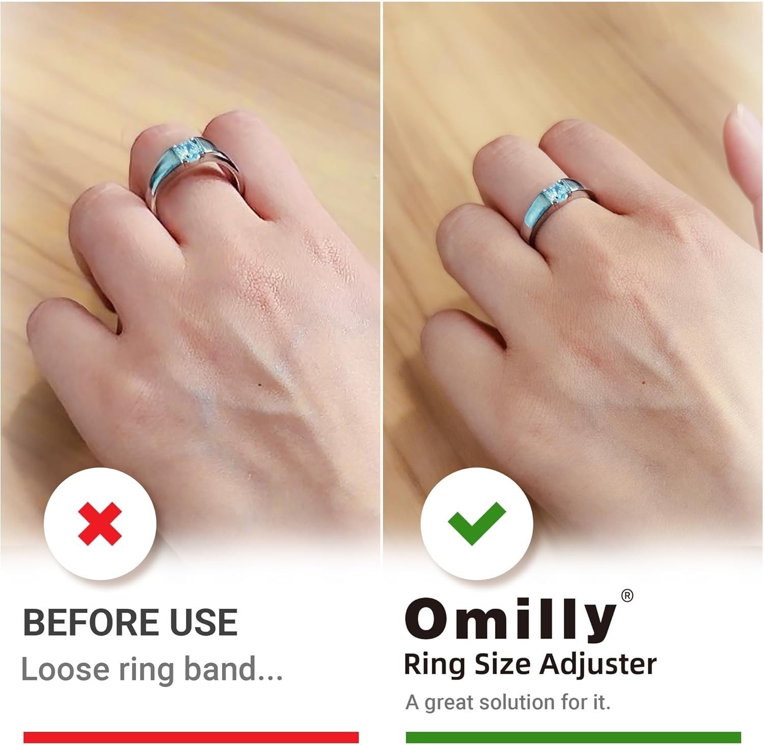 Omilly Ring Sizers for Loose Rings,8 Pack 8 Sizes Ring Guards,Silicone Ring S...