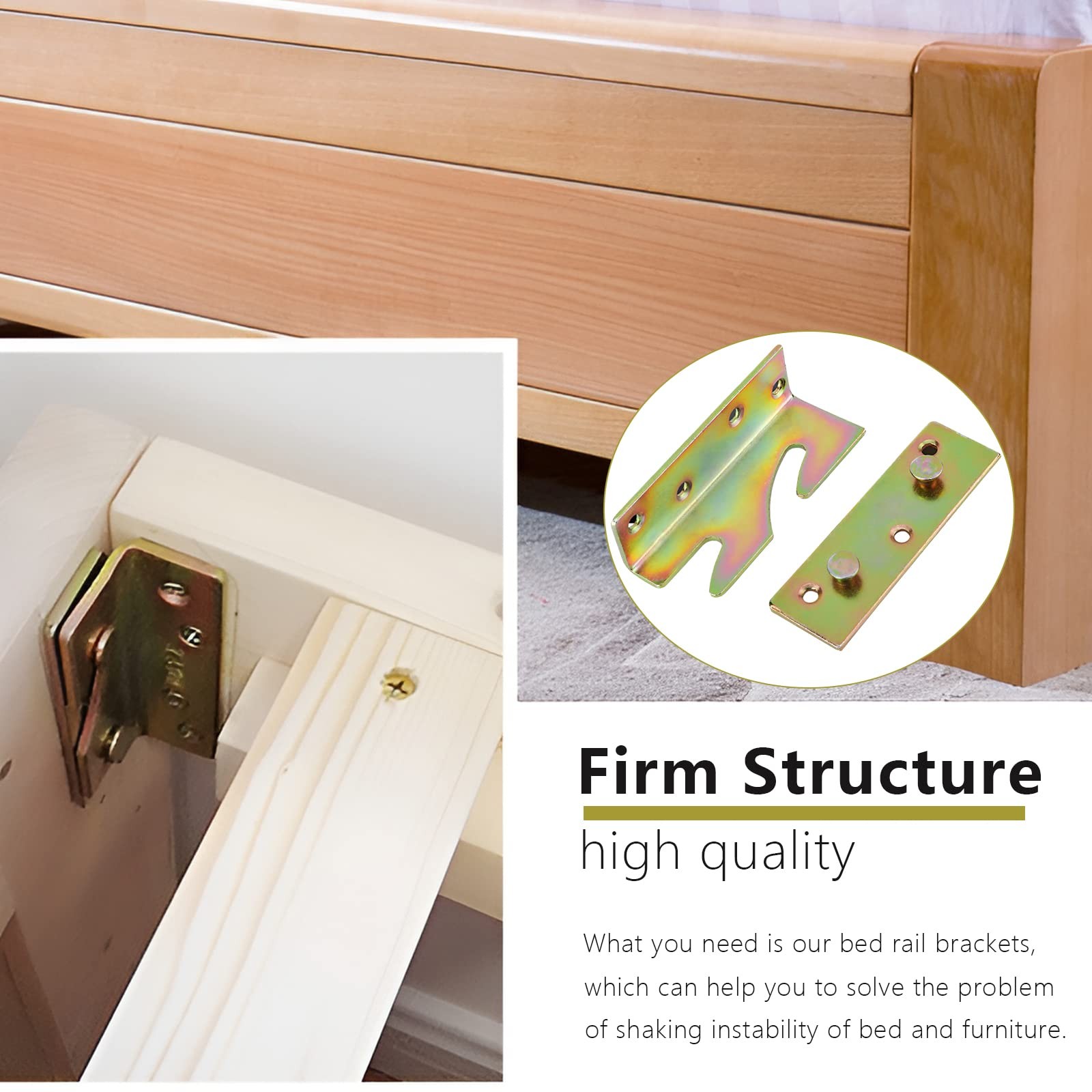 4 Pack Heavy Duty Bed Rail Brackets Bed Frame Hook Brackets for Headboard