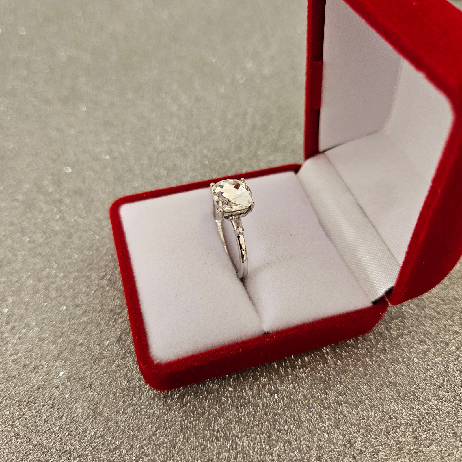 Austrian crystal & simulated diamond ring in platinum over sterling Silver