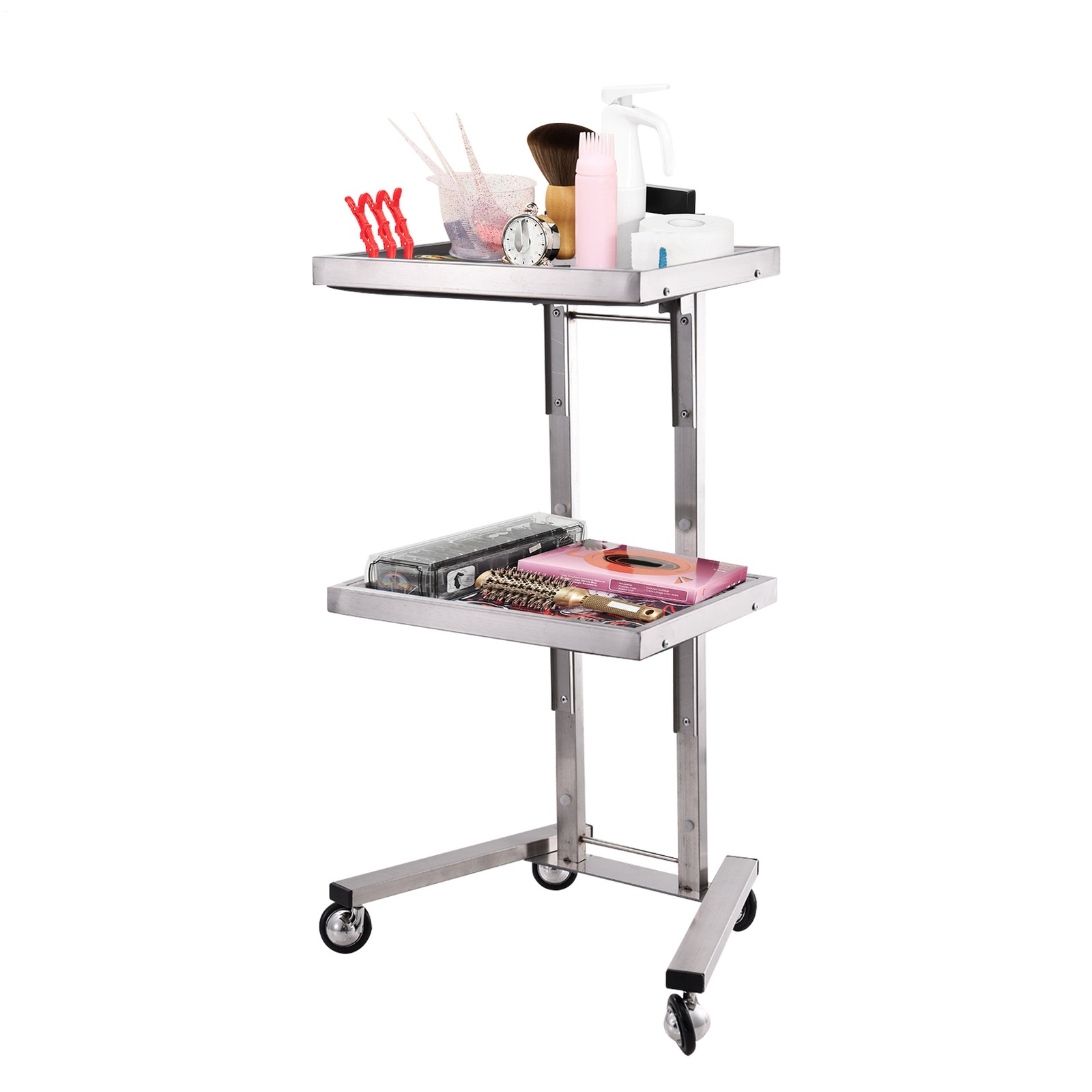 Stainless Steel Salon Tray on Wheels for Tattoo Medical Dental,Rolling Tray Salo