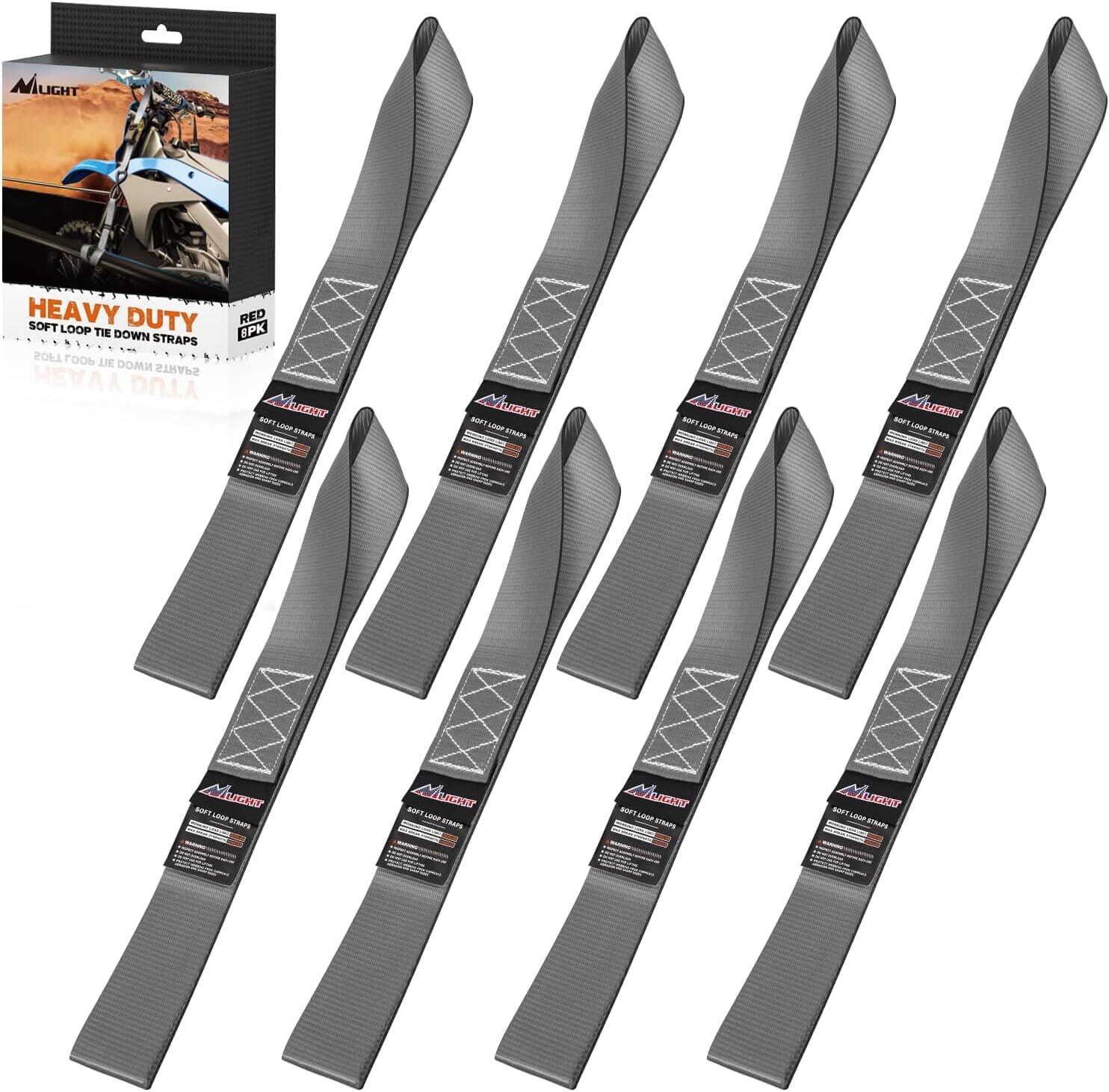 Nilight Motorcycle Tie Down Straps Max Break Strength 12000Lbs Grey