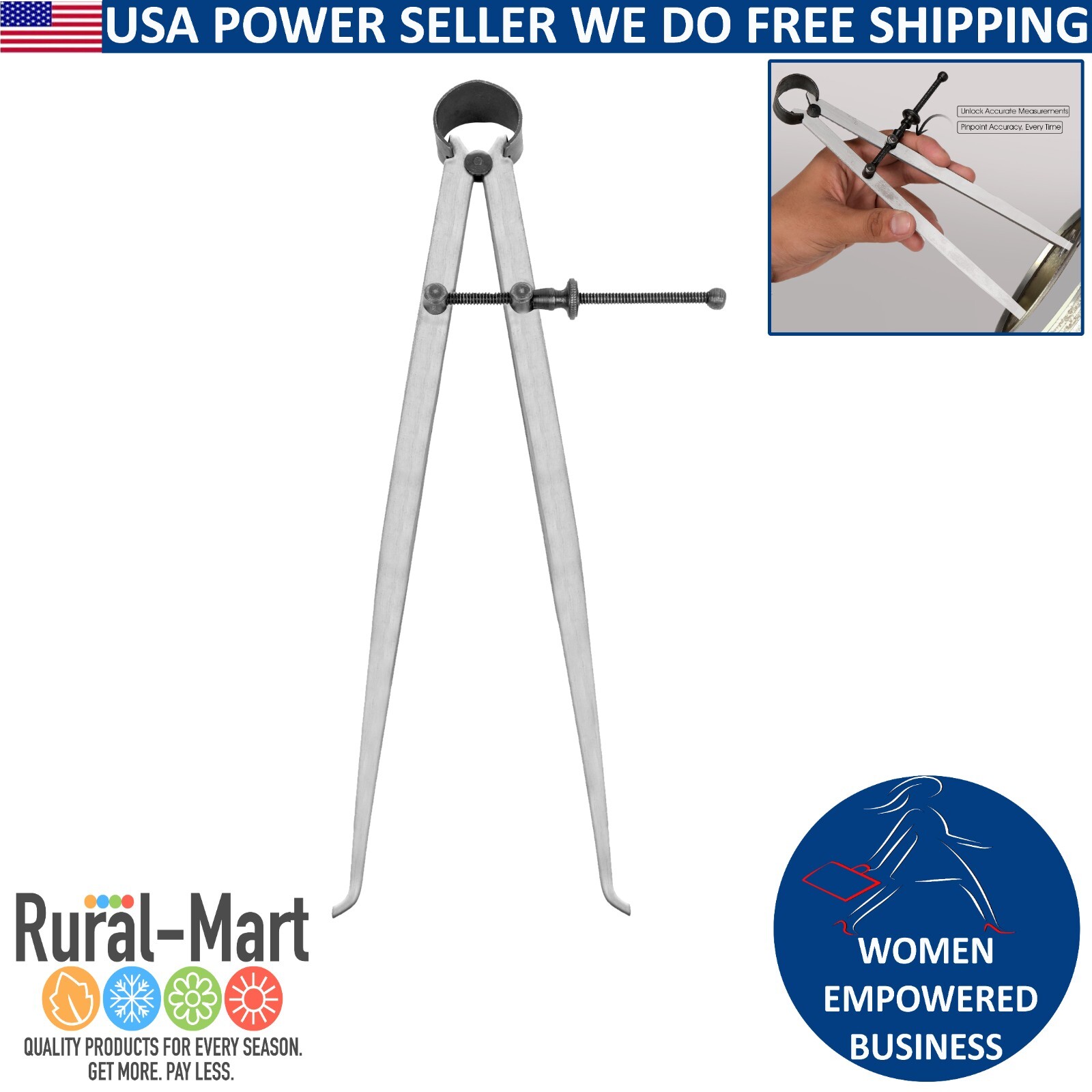 10" Inside Caliper by General Tools – Flat Leg Design for High Precision